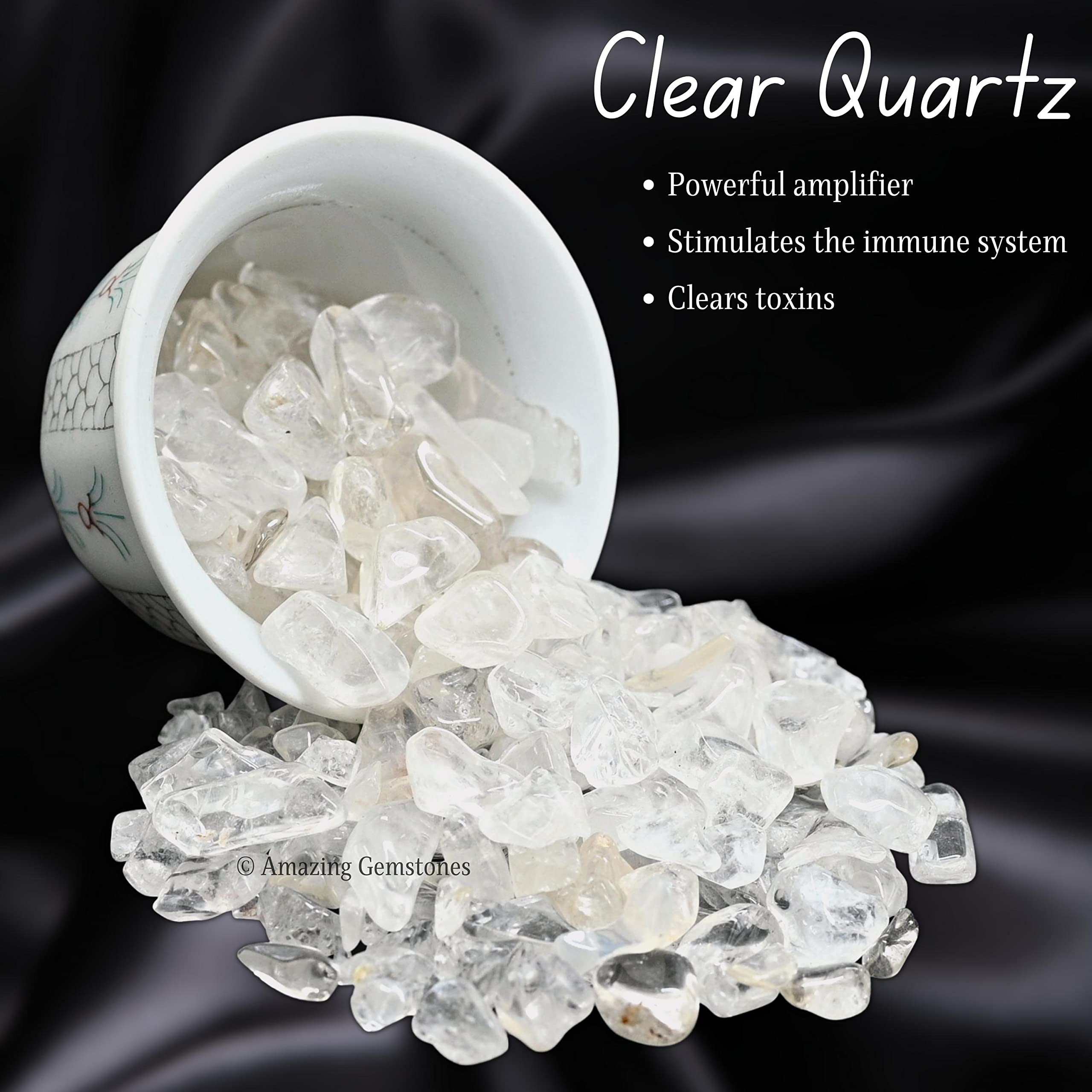 Clear Quartz Crystal Chips and Tiny Crystals for Aquarium Gravel - Bulk Fish Tank Gravel, Small Tumbled Stone Chips and Tiny Cry