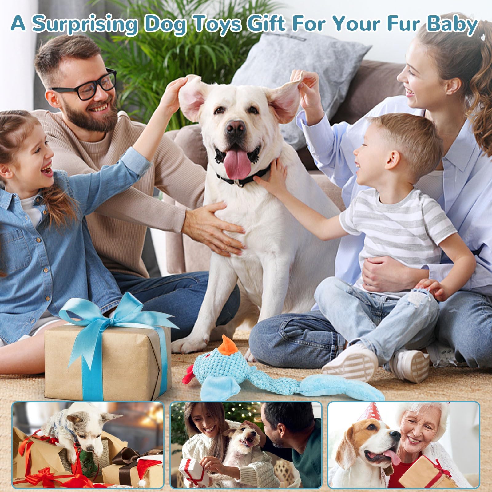 Fuufome Squeaky Dog Toys For Medium And Small Dogs-Interactive Tug Of War Toy For Puppy Teething,Great Plush Dog Toy For Dogs To Keep Them Busy
