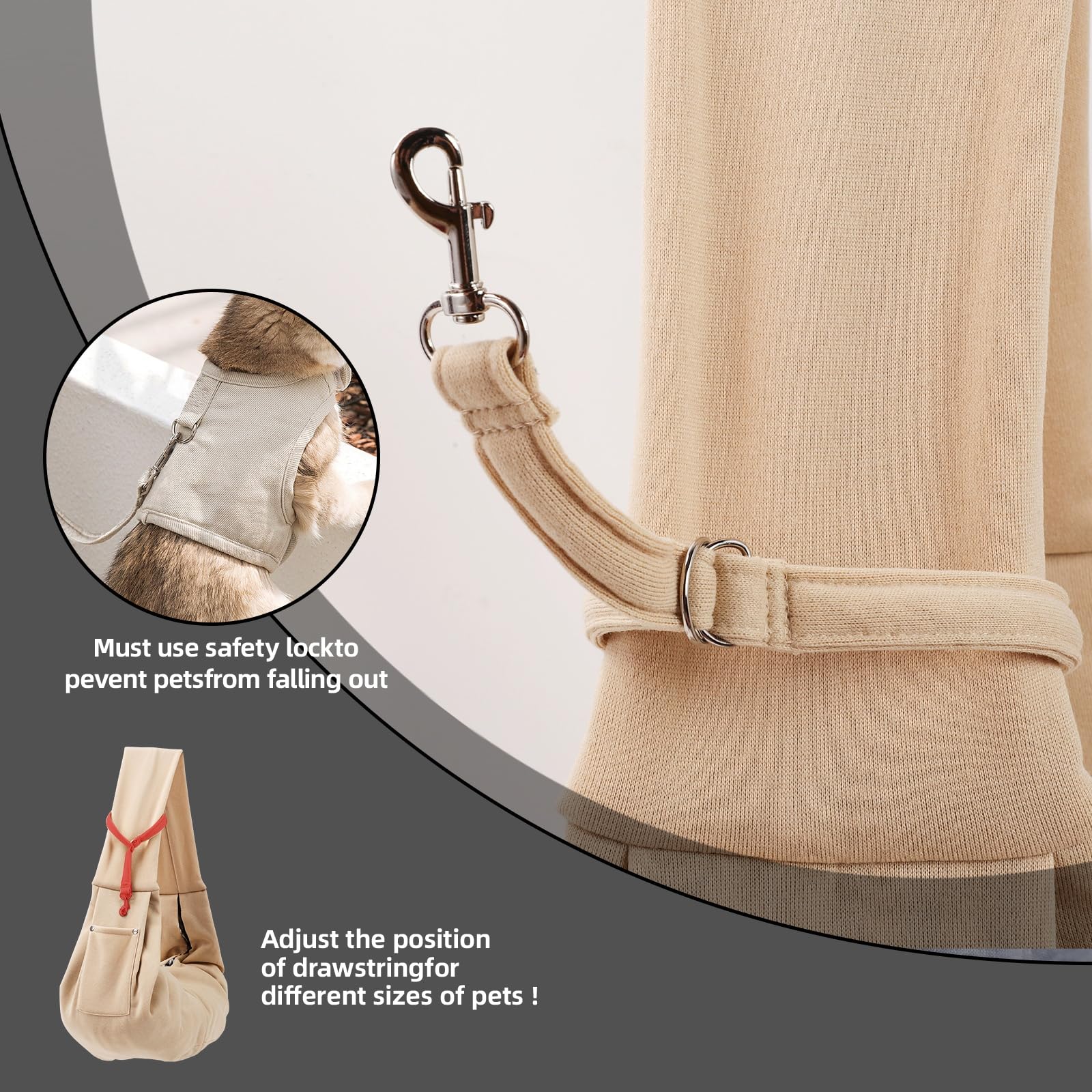 Dog Carrier Sling - Reversible Puppy Carrier Purse With Storage Pocket, Hand-Free Dog Sling Carrier For Carry Small Dogs And Cats, Travel Safety Harness, Dog And Cat Harness (Apricot)