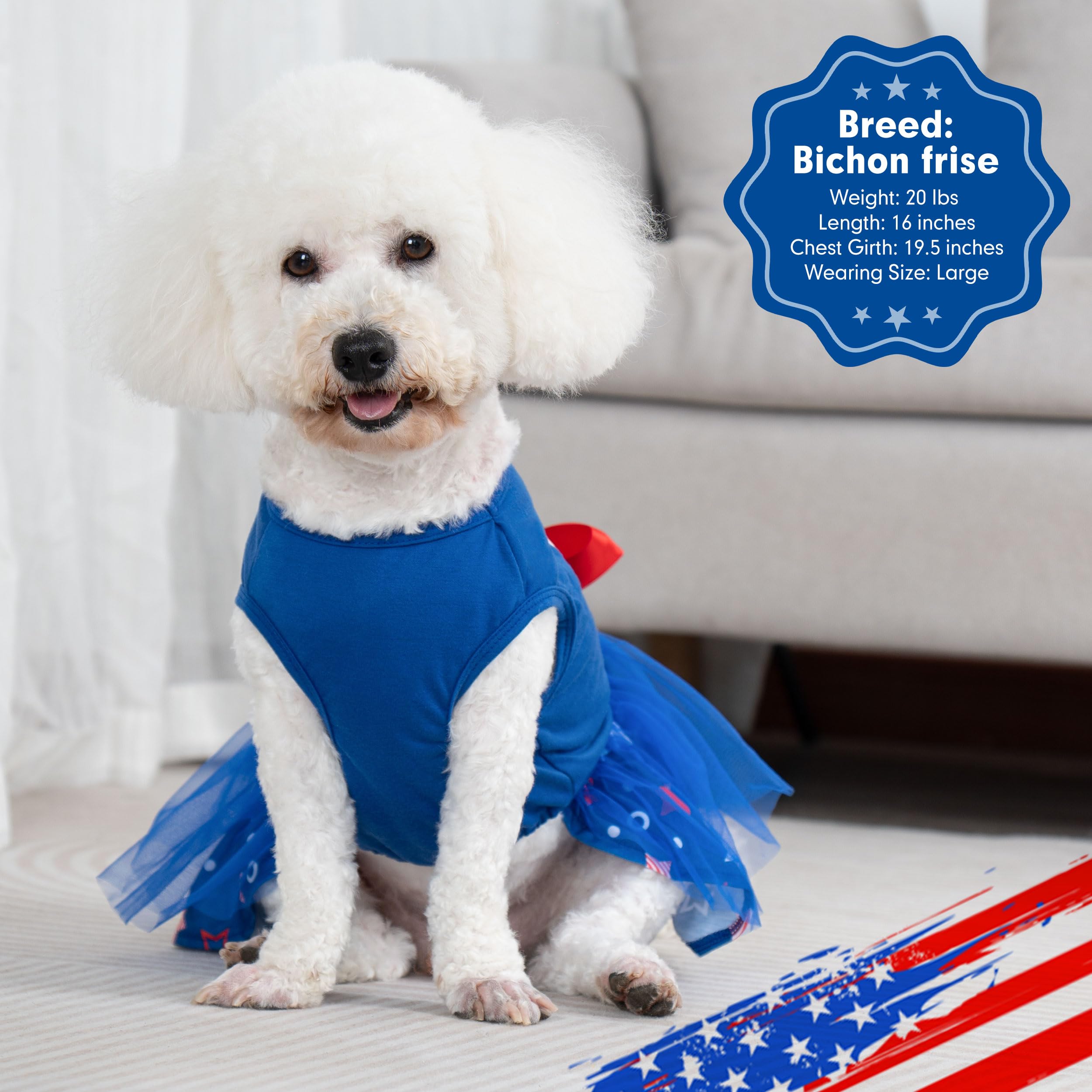 Cyeollo 4Th Of July Dog Dress Dog Clothes Tulle Skirts For Small Dogs Independence Day Holiday Pet Outfits With Bowtie Patriotic