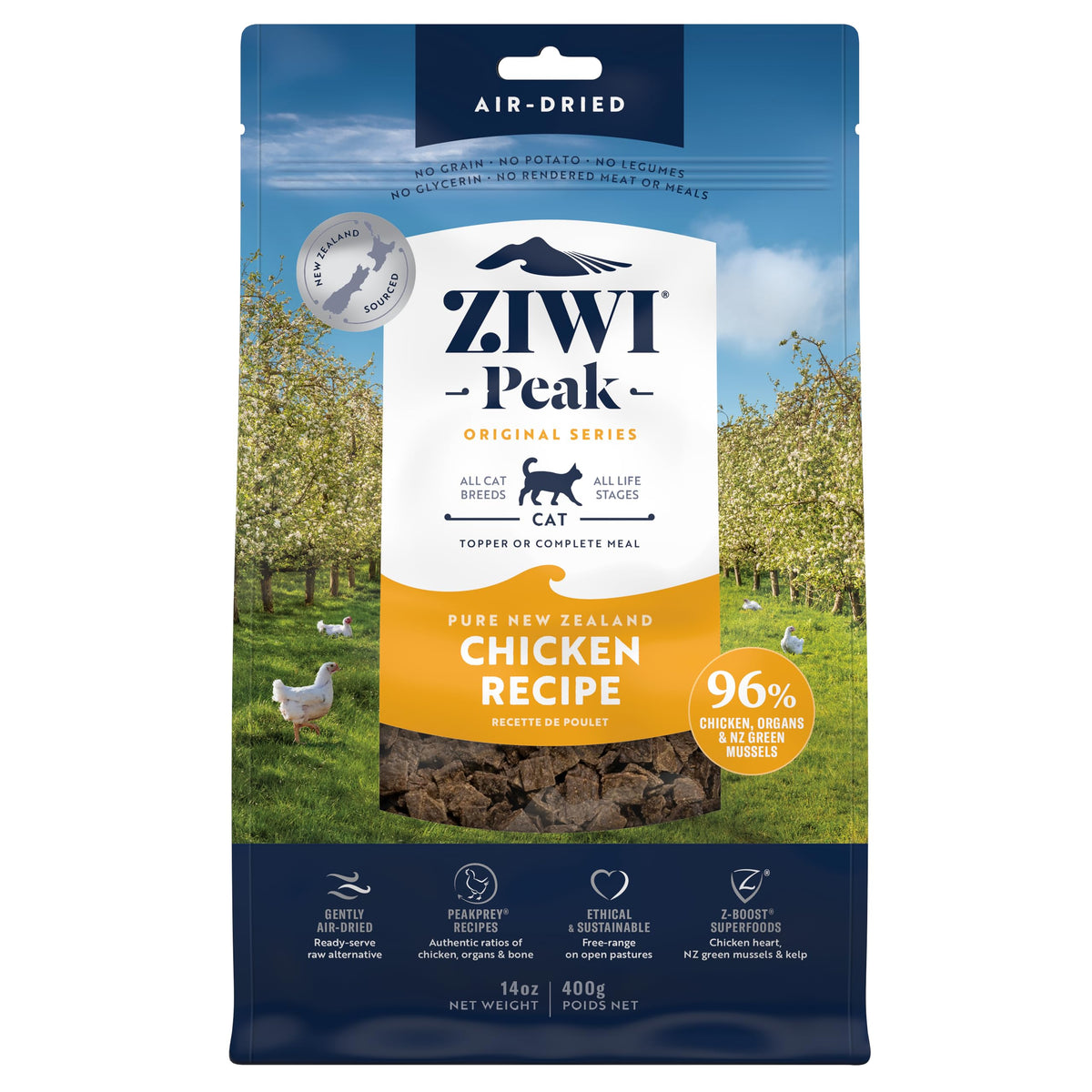 Ziwi Peak Air-Dried Cat Food – Chicken - All Natural, High Protein, Grain Free, Limited Ingredient W/ Superfoods (14Oz)