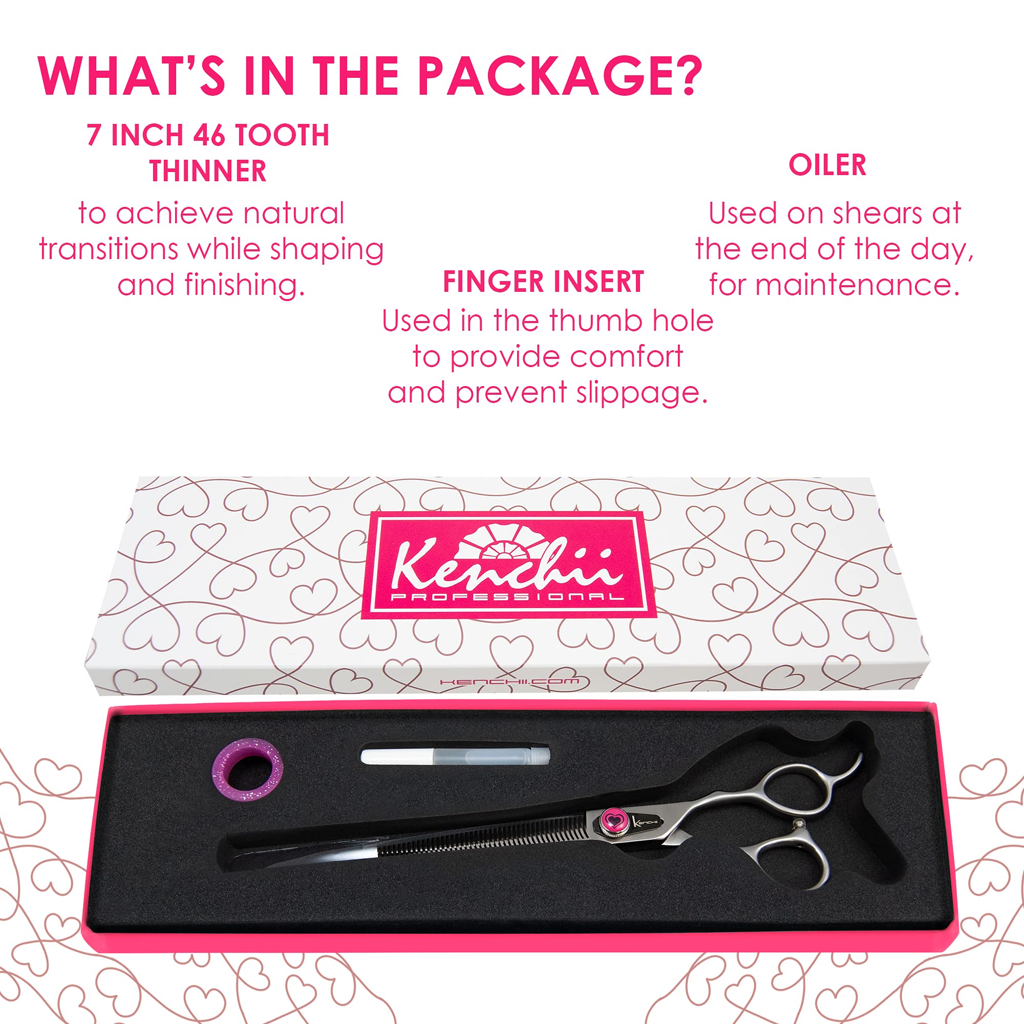 Kenchii Dog Grooming Scissors |46 Tooth Dog Grooming Thinning Shears | Thinning Shears For All Dog Breeds | Pet Hair Blending Scissor | Pet Grooming Accessories | Love Collection