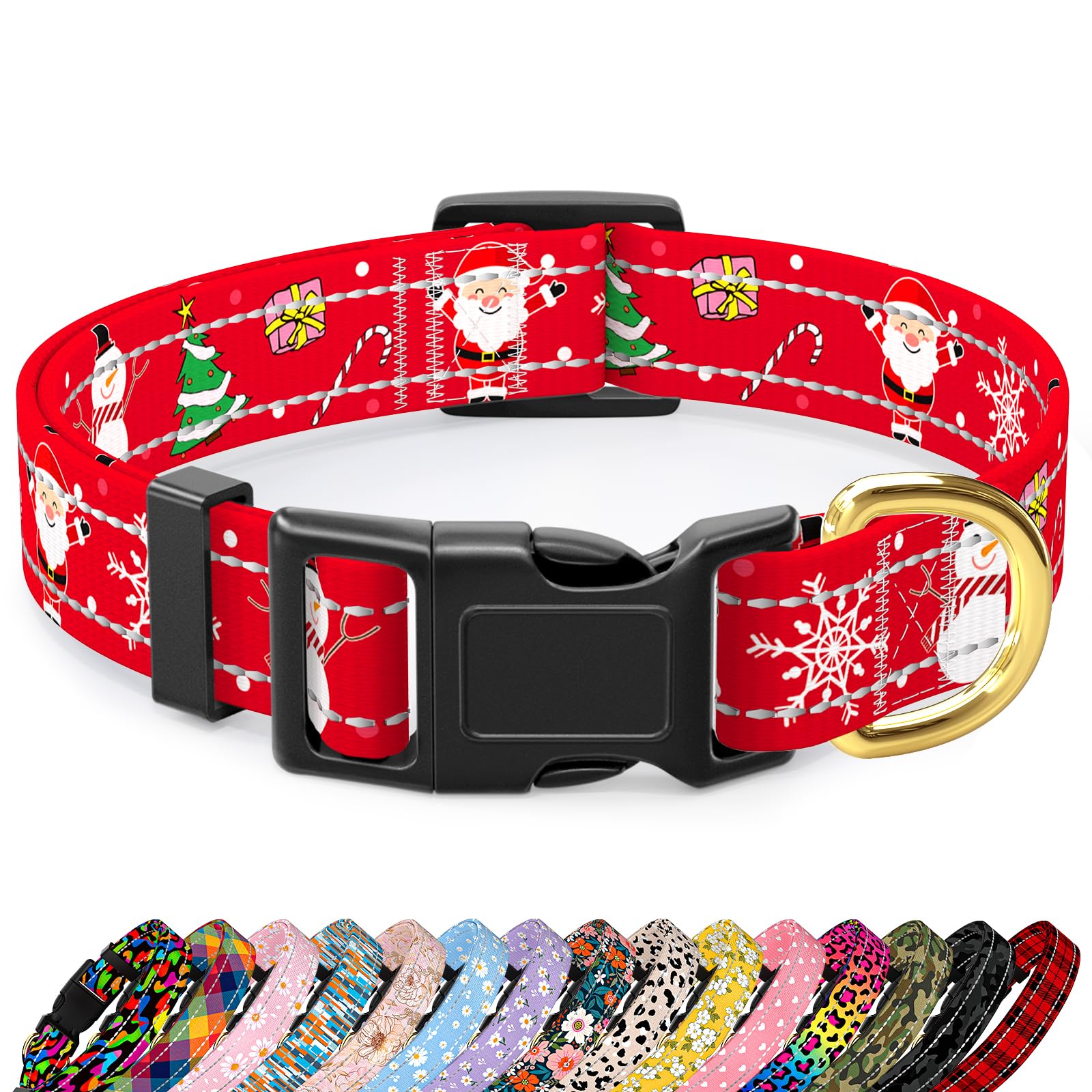 Tmoodel Reflective Dog Collar, Cute Christmas Style Dog Collars For Medium Dogs, Soft Nylon Puppy Collar For Boy And Girl Female