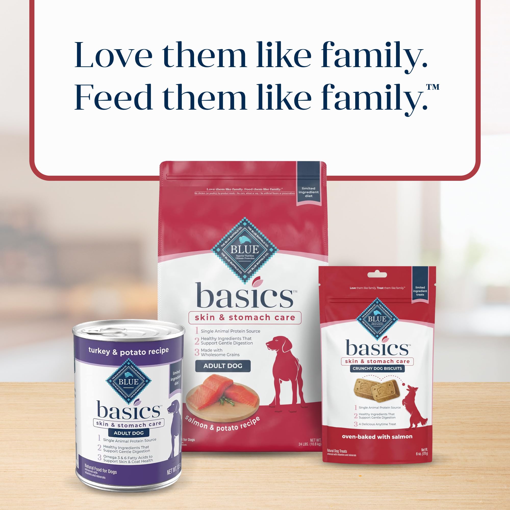 Blue Buffalo Basics Crunchy Dog Biscuits for Skin & Stomach Care, Limited Ingredient Diet Dog Treats, Salmon & Potato Recipe, 6-