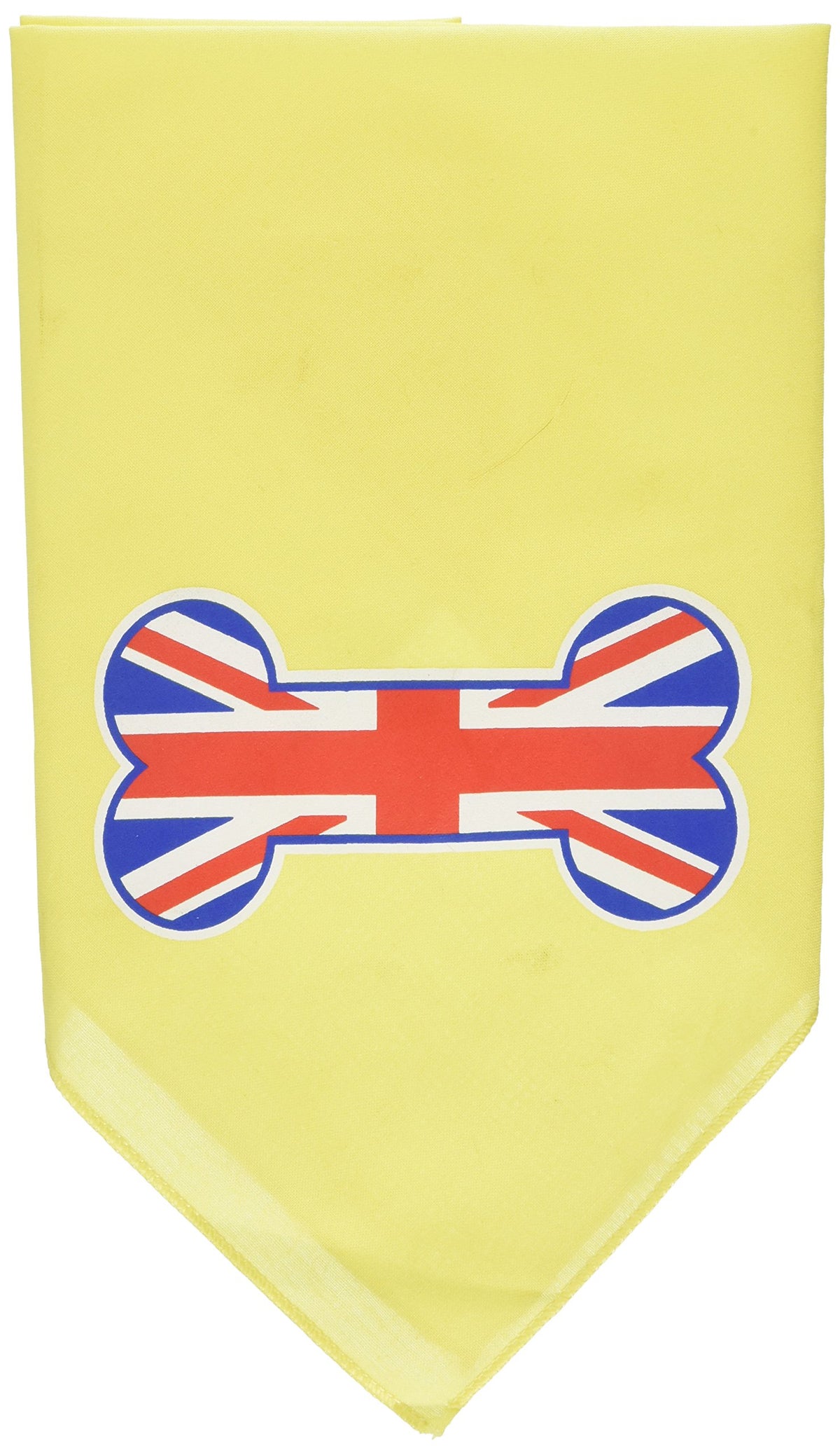 Pet and Dog Bandana Screen Printed, &quot;Bone Shaped UK Flag&quot; Yellow Large