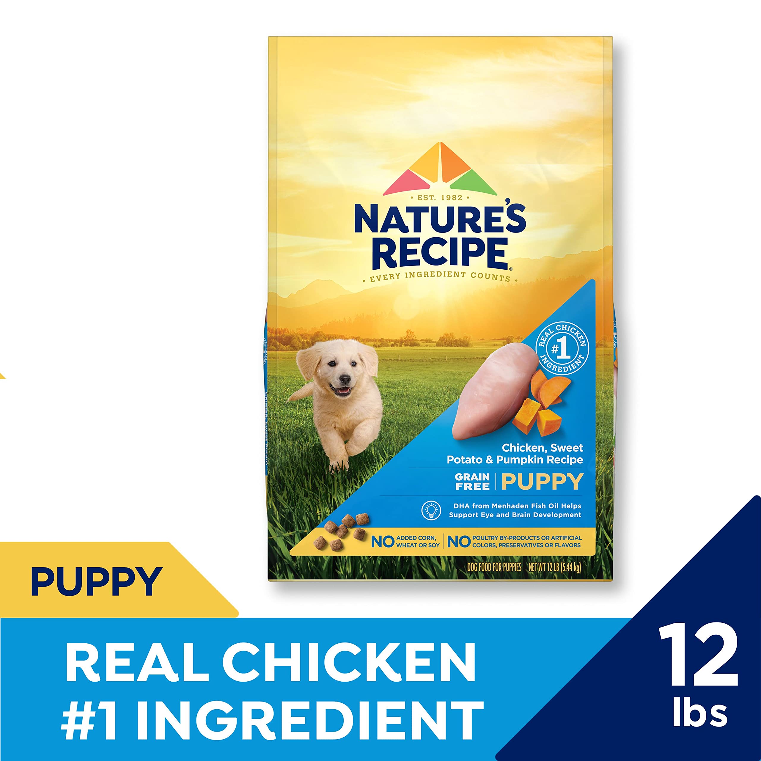 Natures Recipe Grain Free Puppy Chicken, Sweet Potato & Pumpkin Recipe Dry Dog Food, 12 lb. Bag