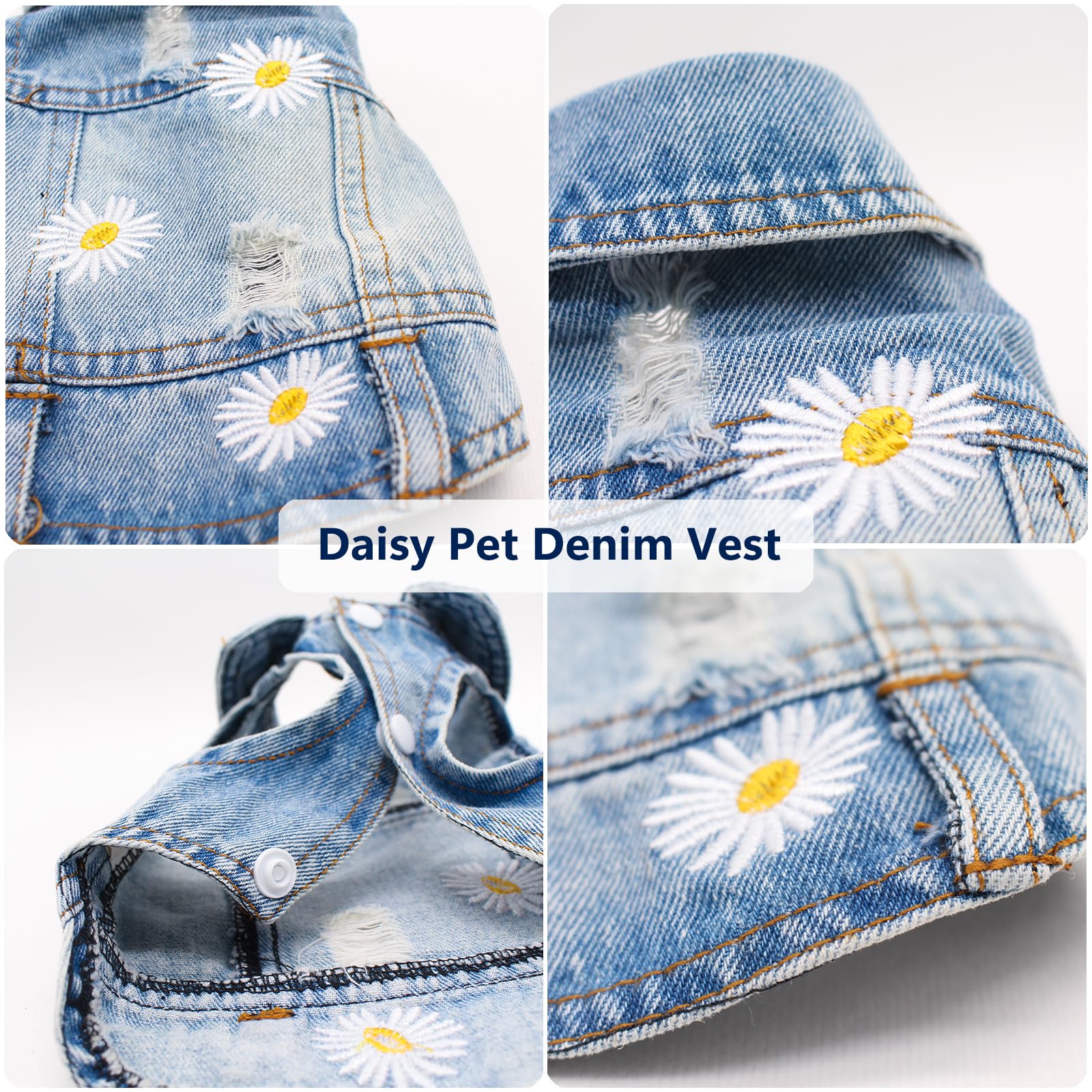 Pet Clothes Denim Dog Costume Summer Cowboy Vest Daisy Shirt Jeans Jacket Puppy Clothing for Chihuahua Yorkies