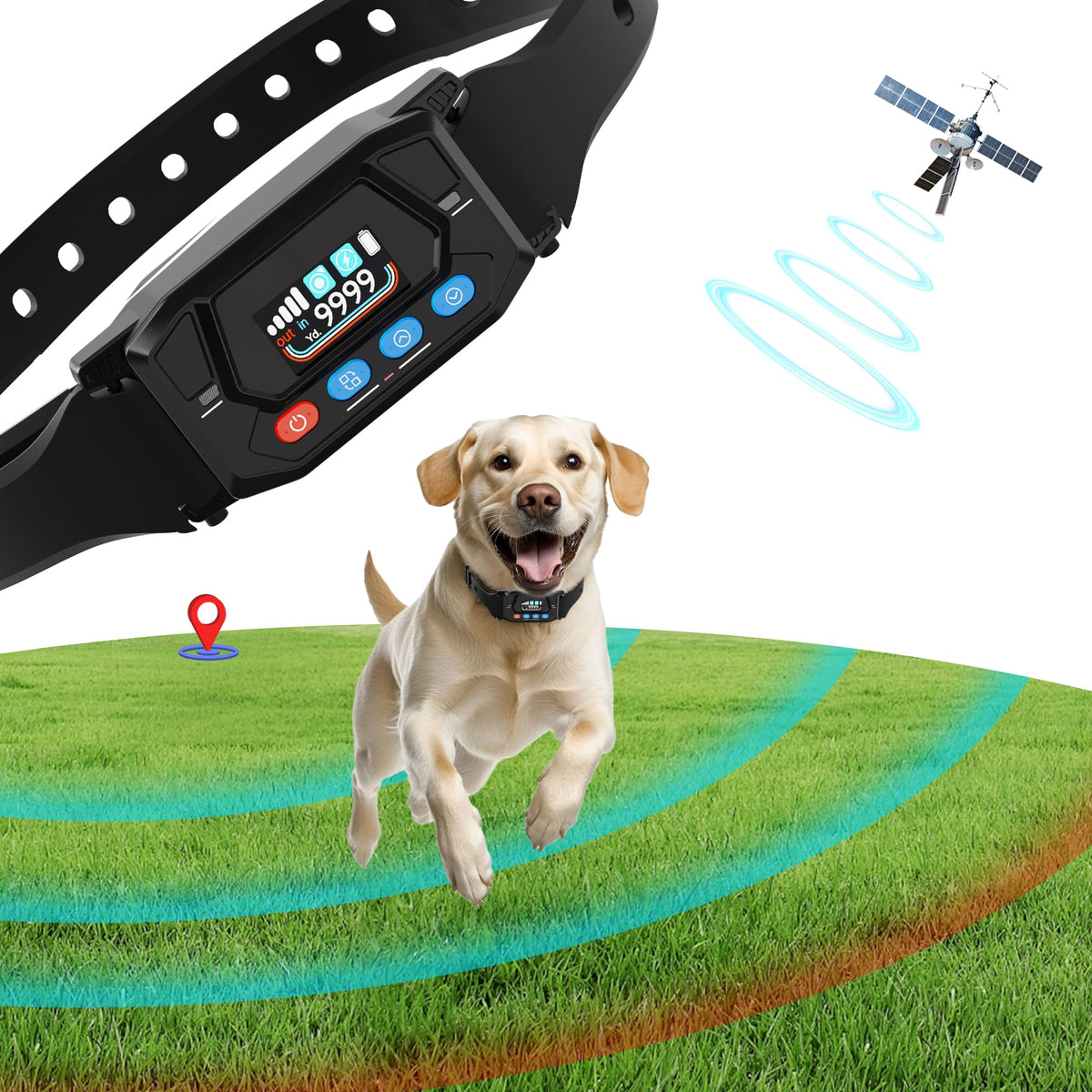 Pupkids Gps Wireless Dog Fence System Only For Outdoor Use - Multifunctional Electric Fence For Dogs Training Collar With 3 Work
