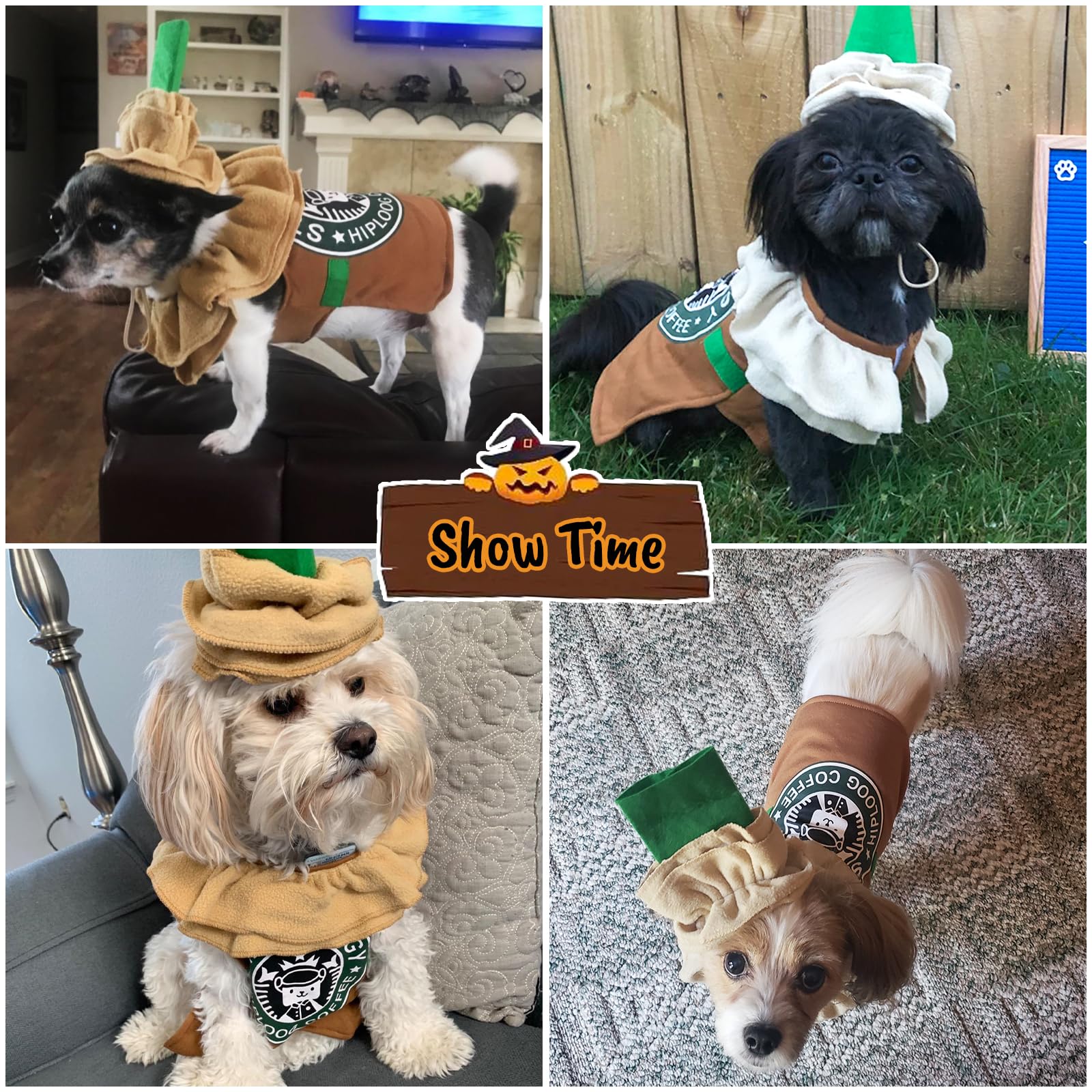 Latte Dog Costume Dog Halloween Costume, Coffee Dog Costumes Halloween Christmas Pet Cat Costume, Pet Costumes For Small Medium Dogs Puppy Dog Cosplay Costume Halloween Party Special Events