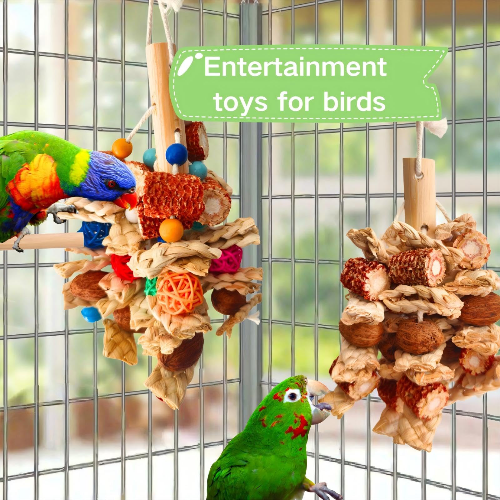 Xlpeixin Bird Toys For Parakeets,Parrots Chew Toy,Natural Hanging Bird Cage Toy For Cockatiels Conures Lovebirds African Gray An