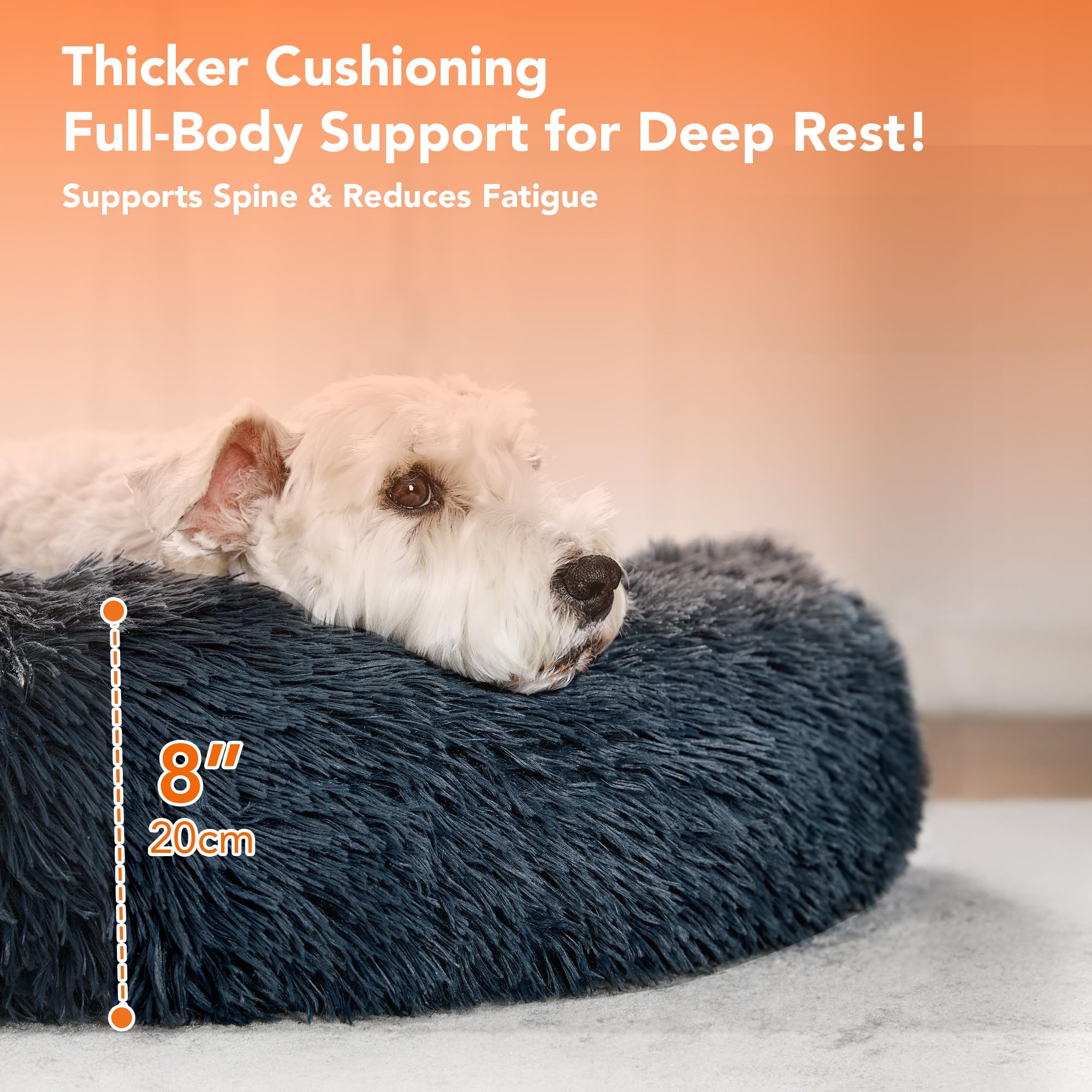 Deconovo Small Dog Bed - Plush Donut Dog Bed For Small Dogs & Cats, Calming Anti-Anxiety Round Pet Bed With Fluffy Faux Fur, Mac