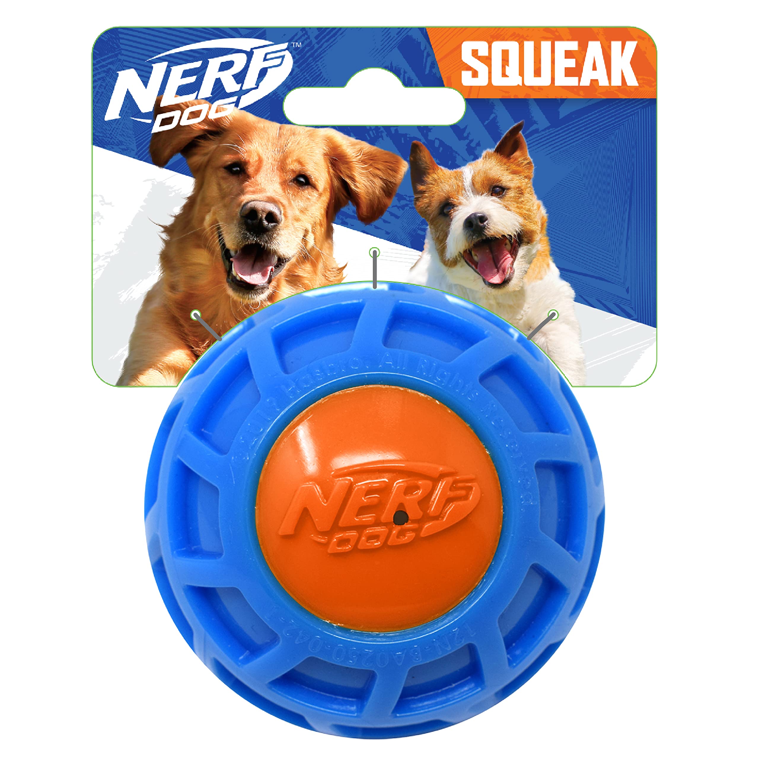 Nerf Dog 3In Tpr Exo Squeak Ball - Blue/Orange
