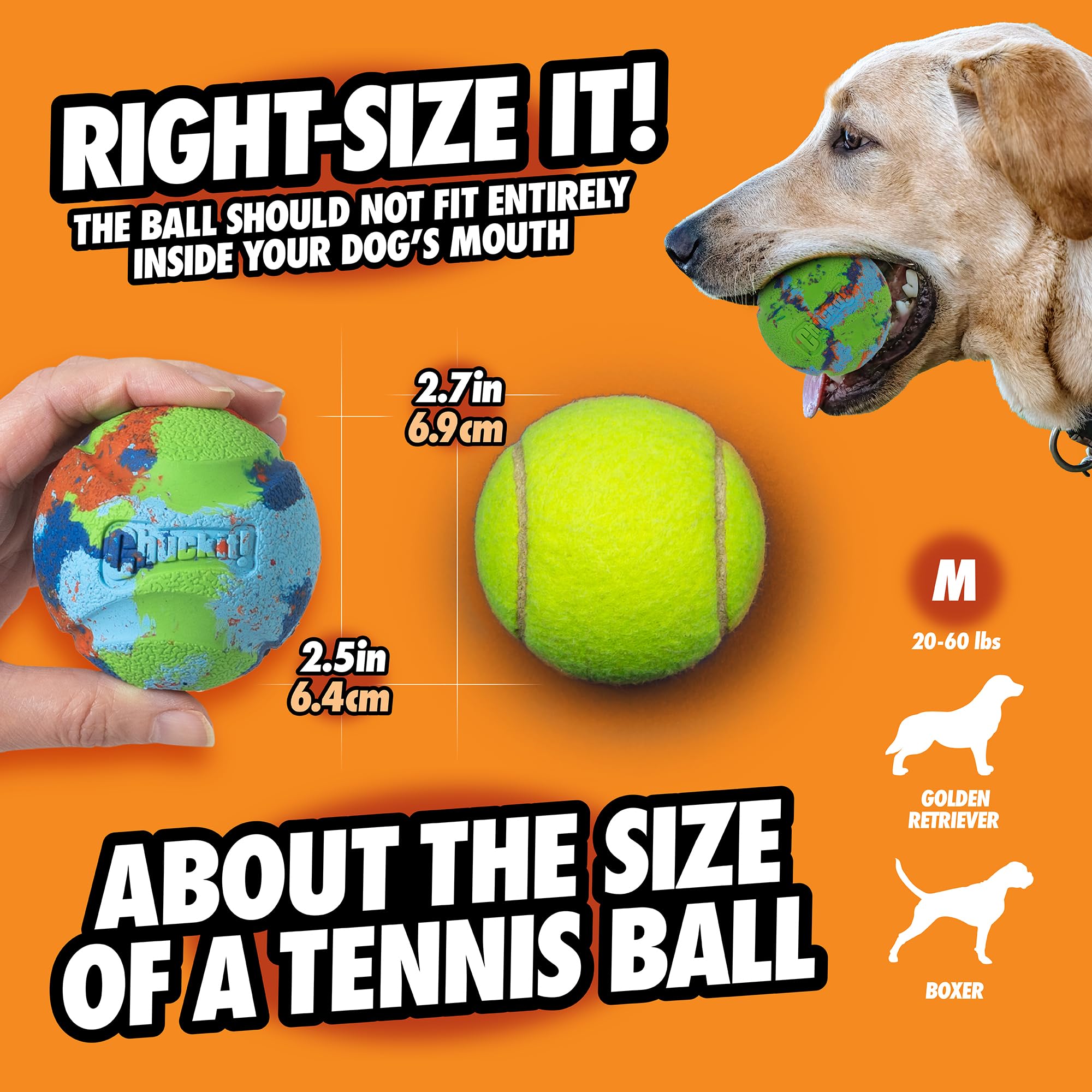 Chuckit! EcoFetch Fetch Ball Dog Toy, Medium (2.5 Inch Diameter) Pack of 1, for Breeds 20-60 lbs