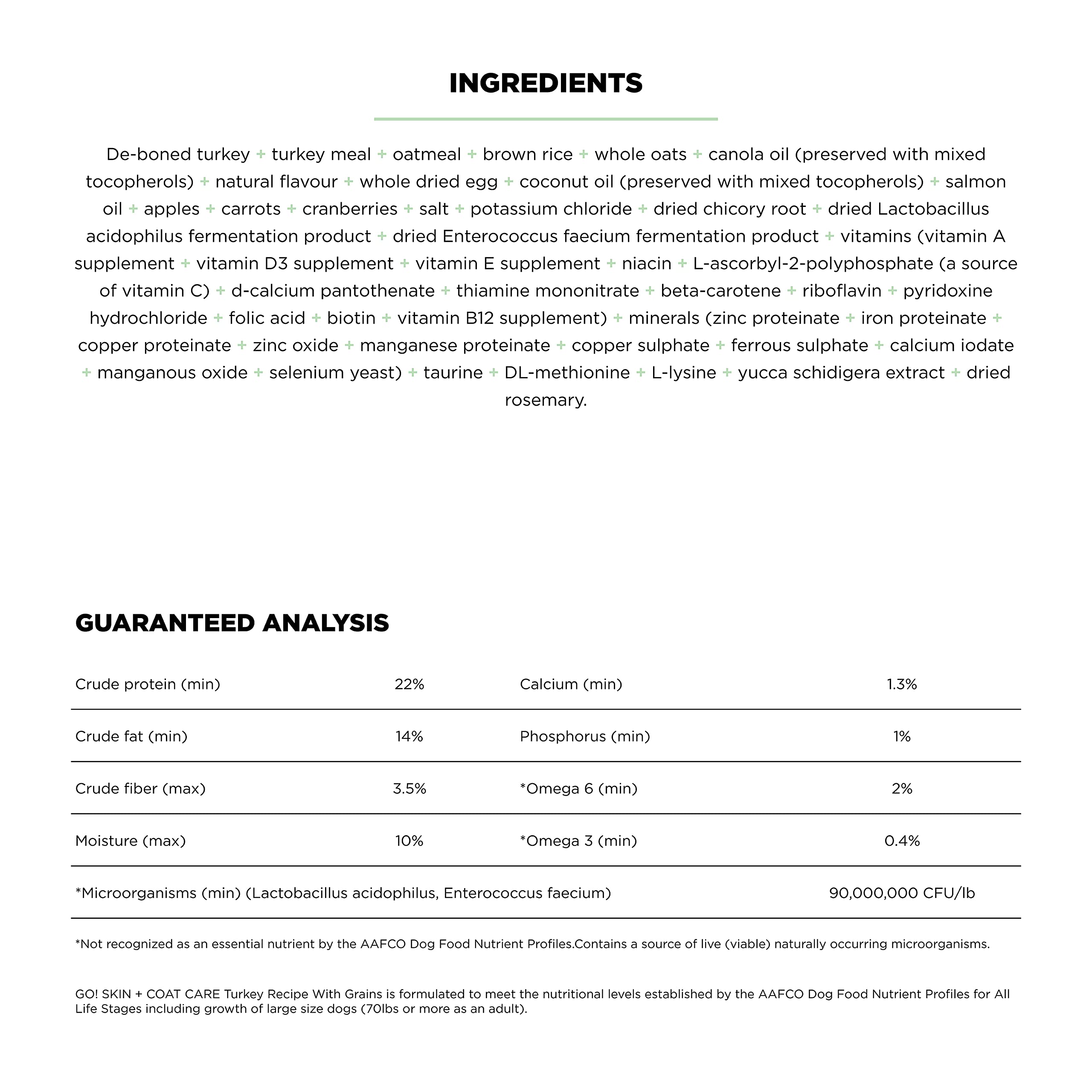 Go! Solutions Skin + Coat Care, Dry Dog Food, Turkey Recipe with Grains, 3.5 lb Bag
