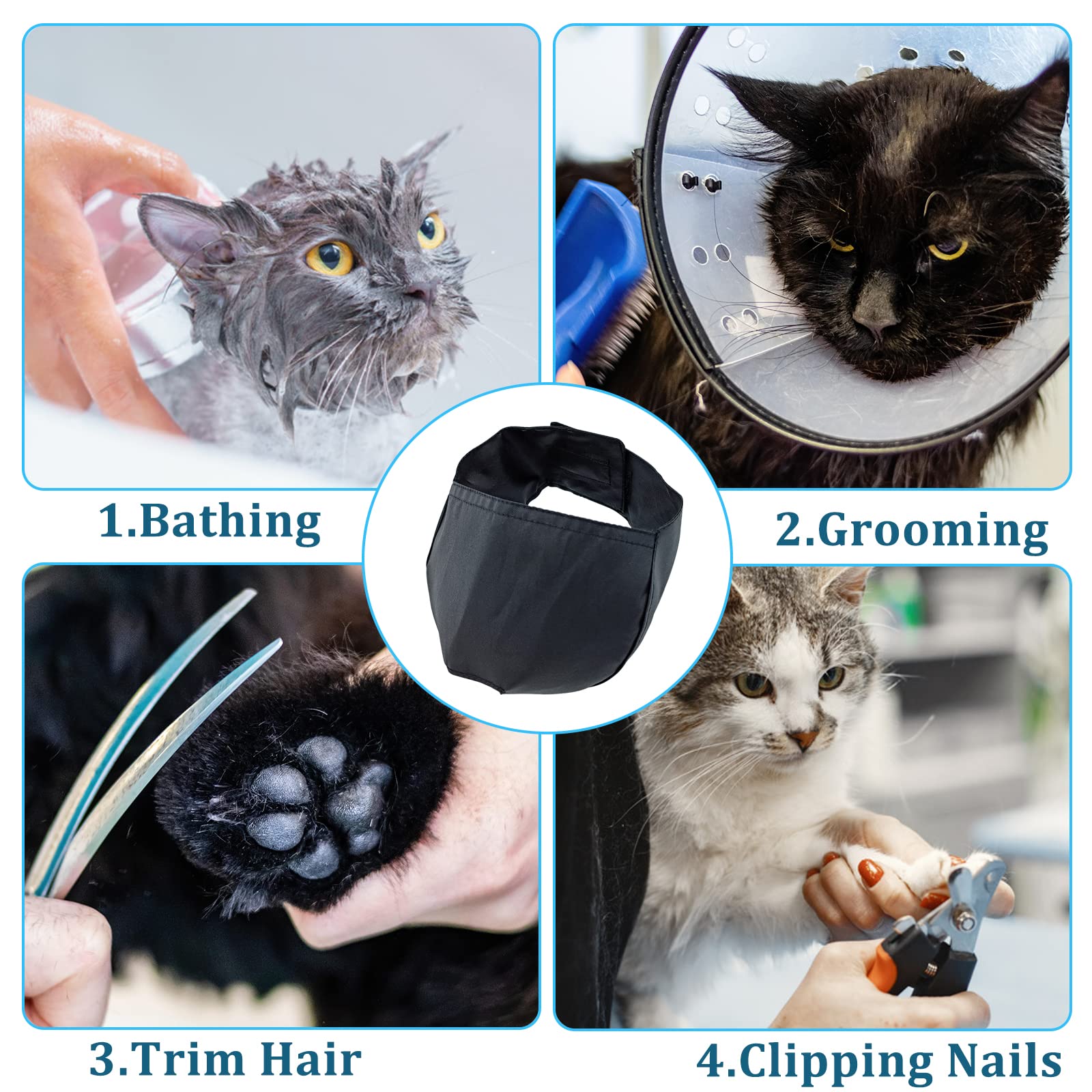 3 Pieces Cat Muzzles Breathable Mesh Muzzles Cat Grooming Restraint Bags With Muzzle Anti Bite Anti Meow For Prevent Cats From B