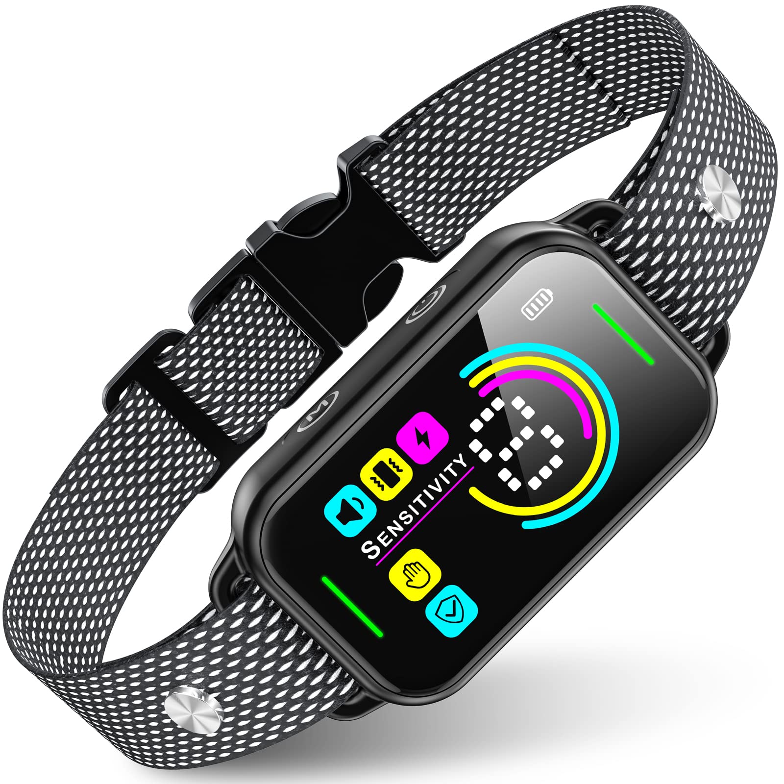 DINJOO Dog Bark Collar - Rechargeable Smart Anti-Barking Training Collar for Large, Medium & Small Dogs with 8 Sensitivity Levels - Black