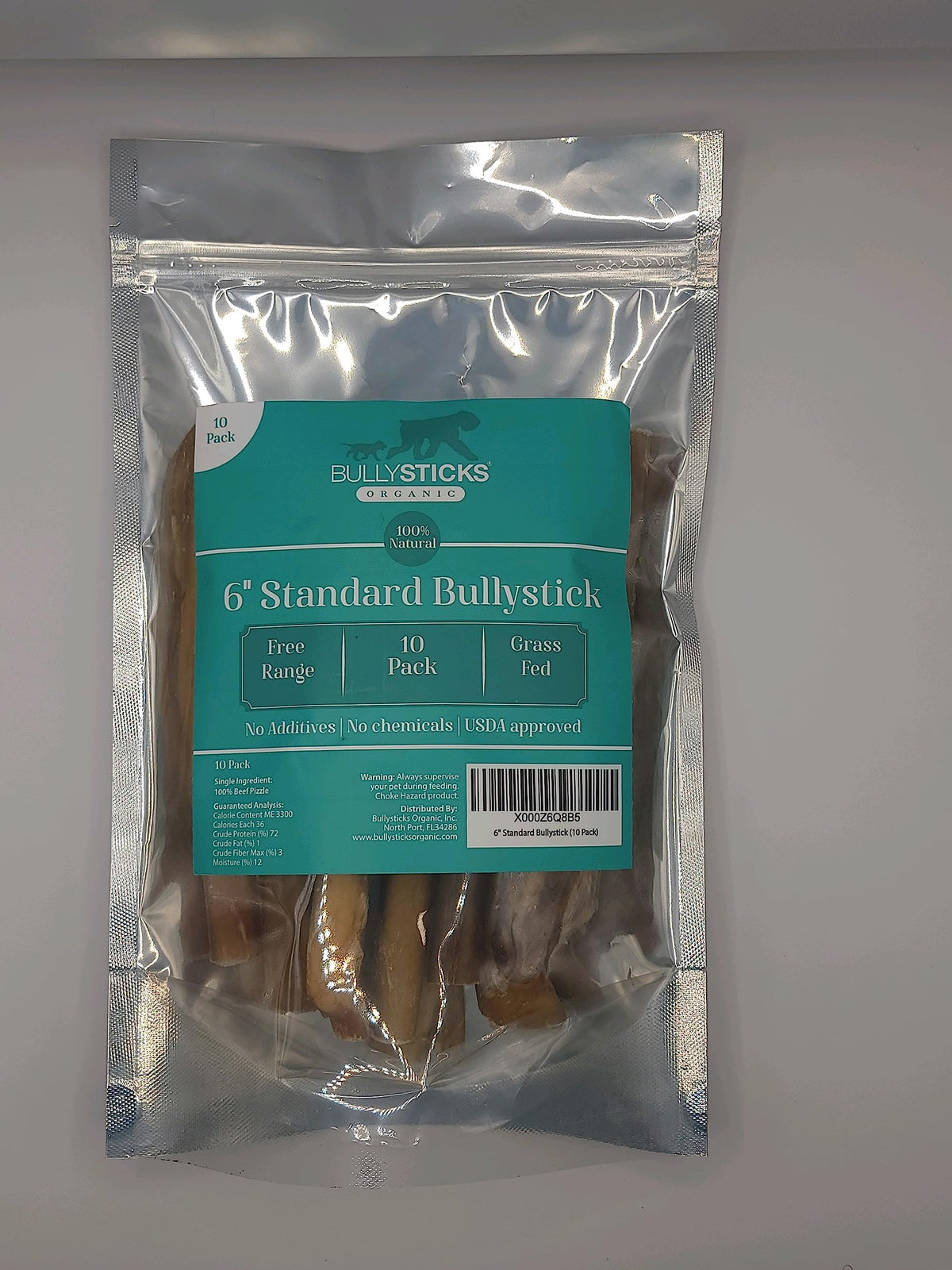 Bullysticks Organic Standard 6' Bully Sticks For Dogs - All Natural Dog Treat, These Chews Are Free Range Bully Sticks, Usda Approved (10 Pack)