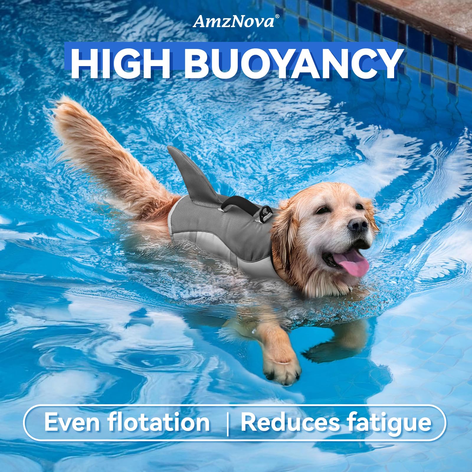 Amznova Shark Dog Life Jacket Dog Life Vest For Swimming Puppy Swimming Life Jacket Doggy Float Vest Lifejacket Water Swim For B