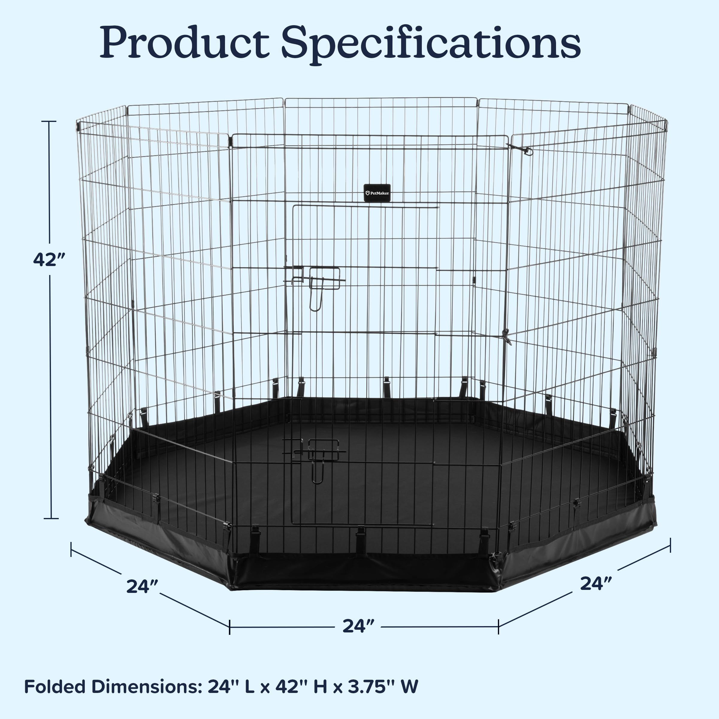 Dog Playpen - Foldable Metal Exercise Puppy Play Pen With Eight 24X42In Extra-Tall Panels And Gate - Indoor/Outdoor Dog Fence Wi