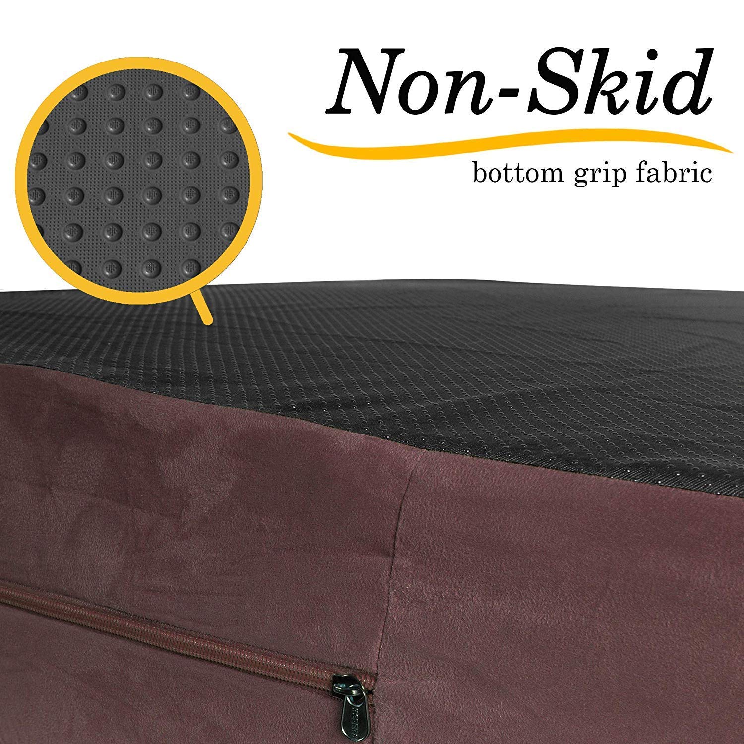 Kopeks Dog Bed Replacement Cover Memory Foam Beds - Plush Brown - Extra Large (Jumbo Size) (Kps-1095)