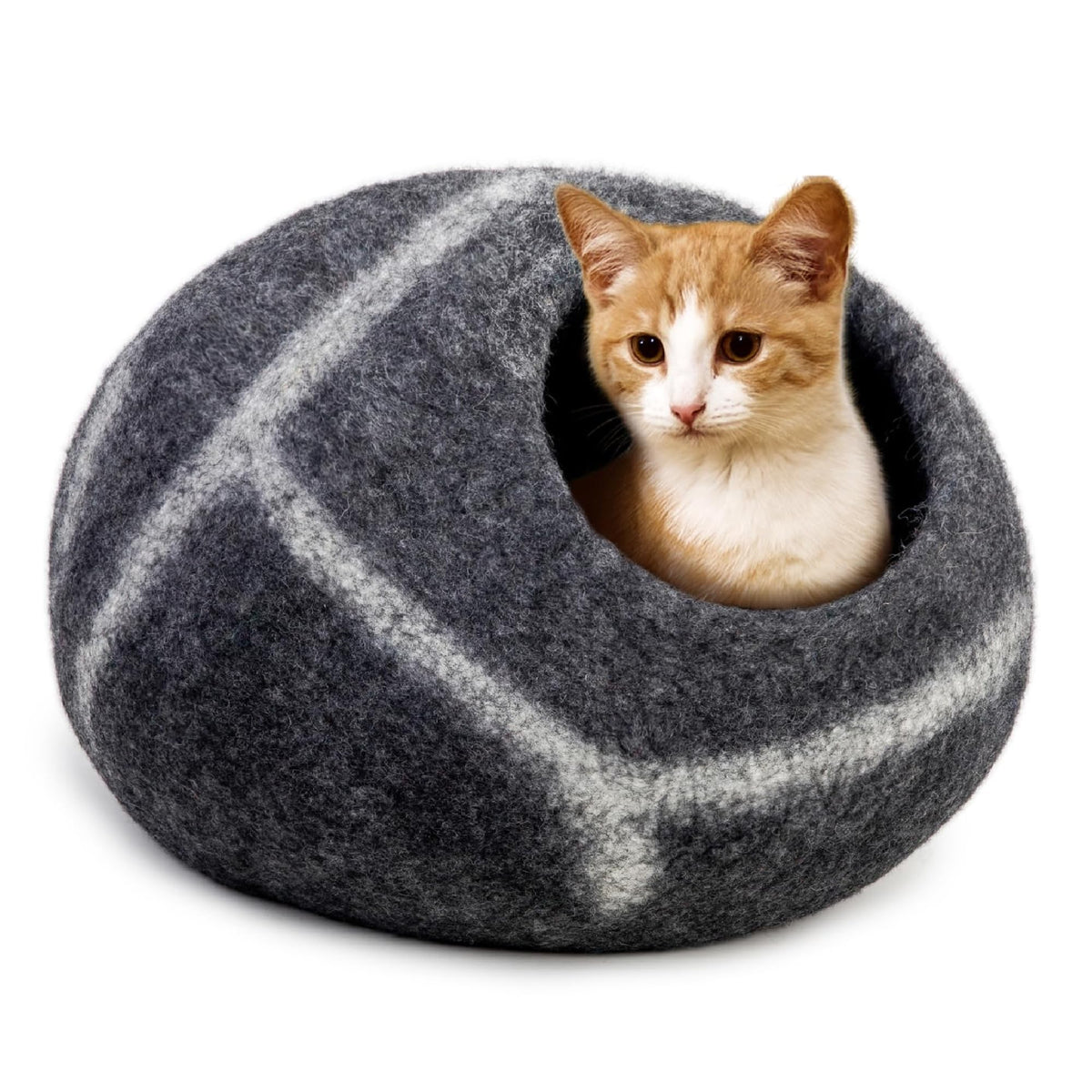 Woolygon Luxurious Eco-Friendly Merino Wool Cat Cave Bed - Foldable Hideaway Pod For Indoor Cats - Premium Felt Kitten Beds - Co