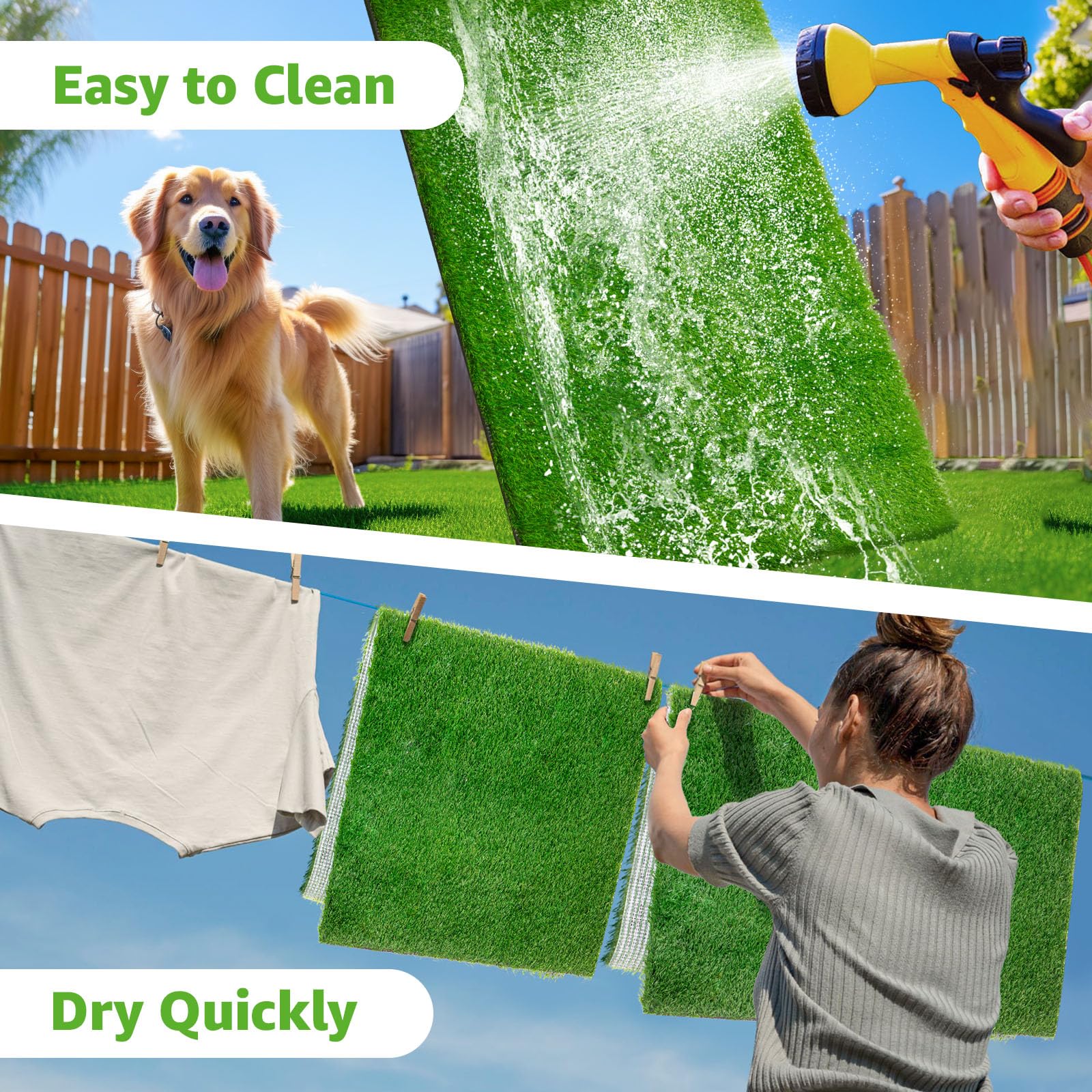 Artificial Dog Grass Pee Pad 30.5'X30.5' 2Pack, Washable Indoor Potty Training Replacement Turf For Puppy, Reusable Realistic Grass For Dogs