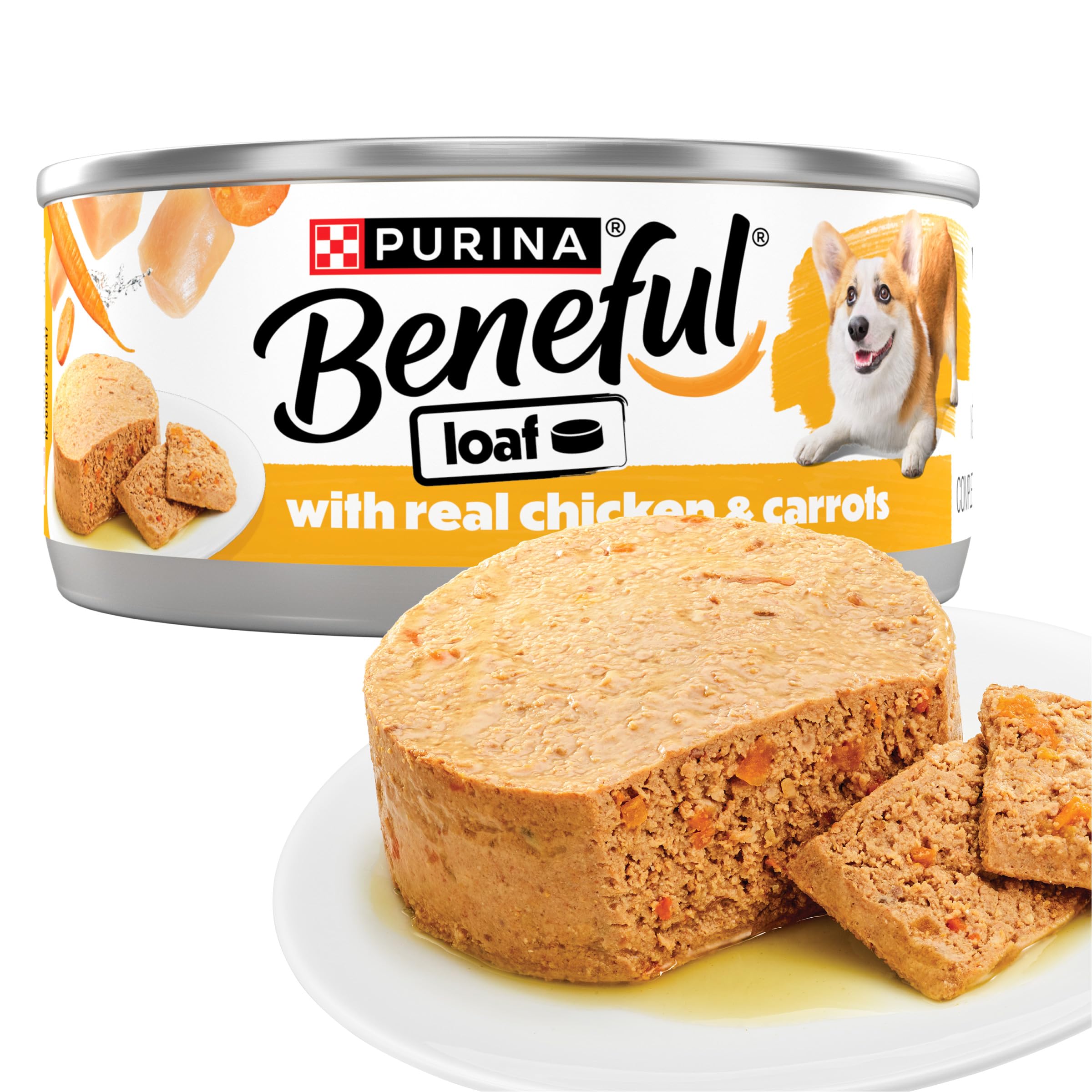 Purina Beneful with Real Chicken and Carrots Wet Dog Food Loaf - 5.5 oz Can (Pack of 12)