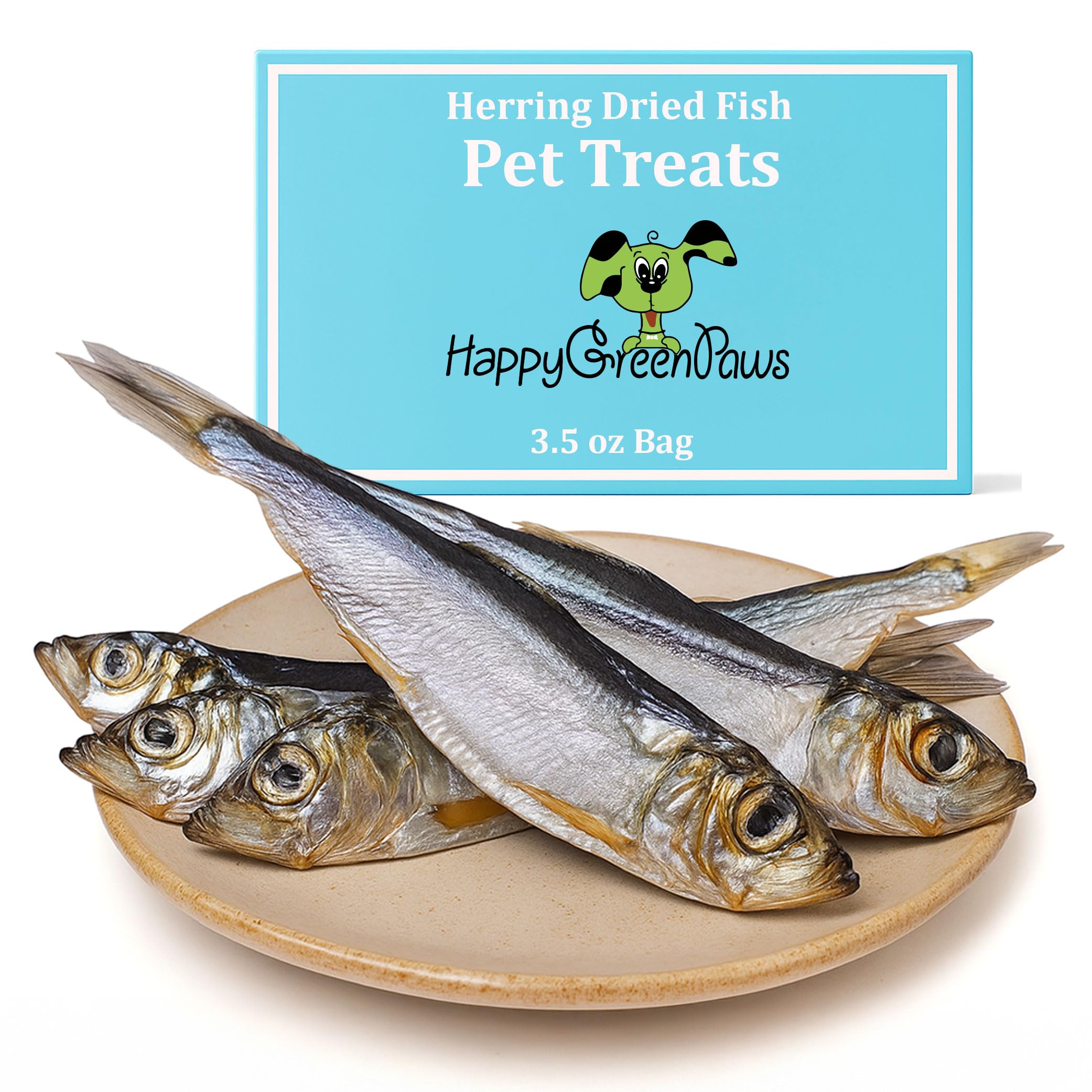 green paws Gluten Free Herring Dried Fish Pet Treats Pure Wild-Caught & Single Ingredient Snack Healthy Dog Treats, Made in Alas