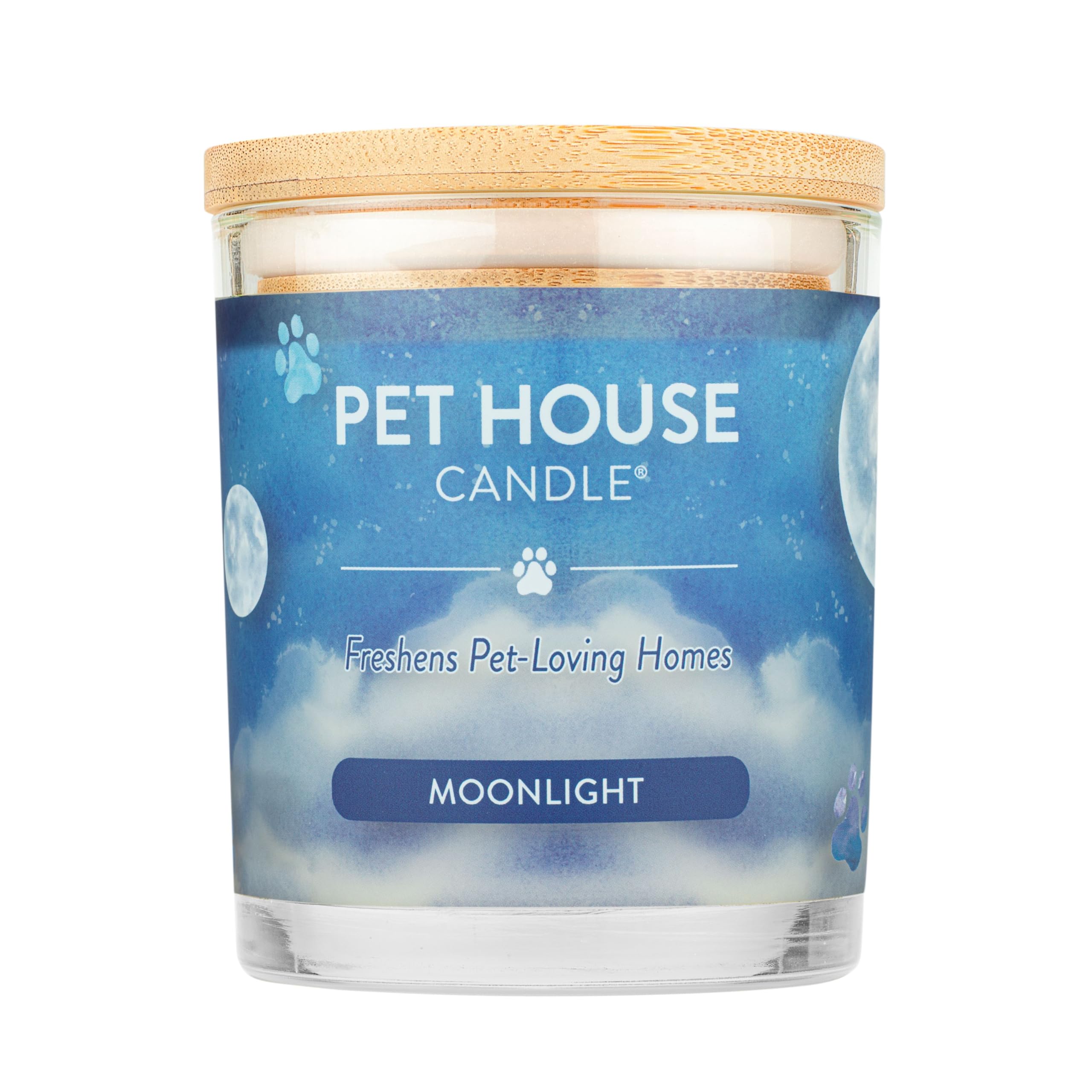One Fur All Pet House Candle - Moonlight - 100% Plant-Based Wax Candle - Pet Odor Eliminator For Home - Non-Toxic & Eco-Friendly Air Freshening Scented Candles
