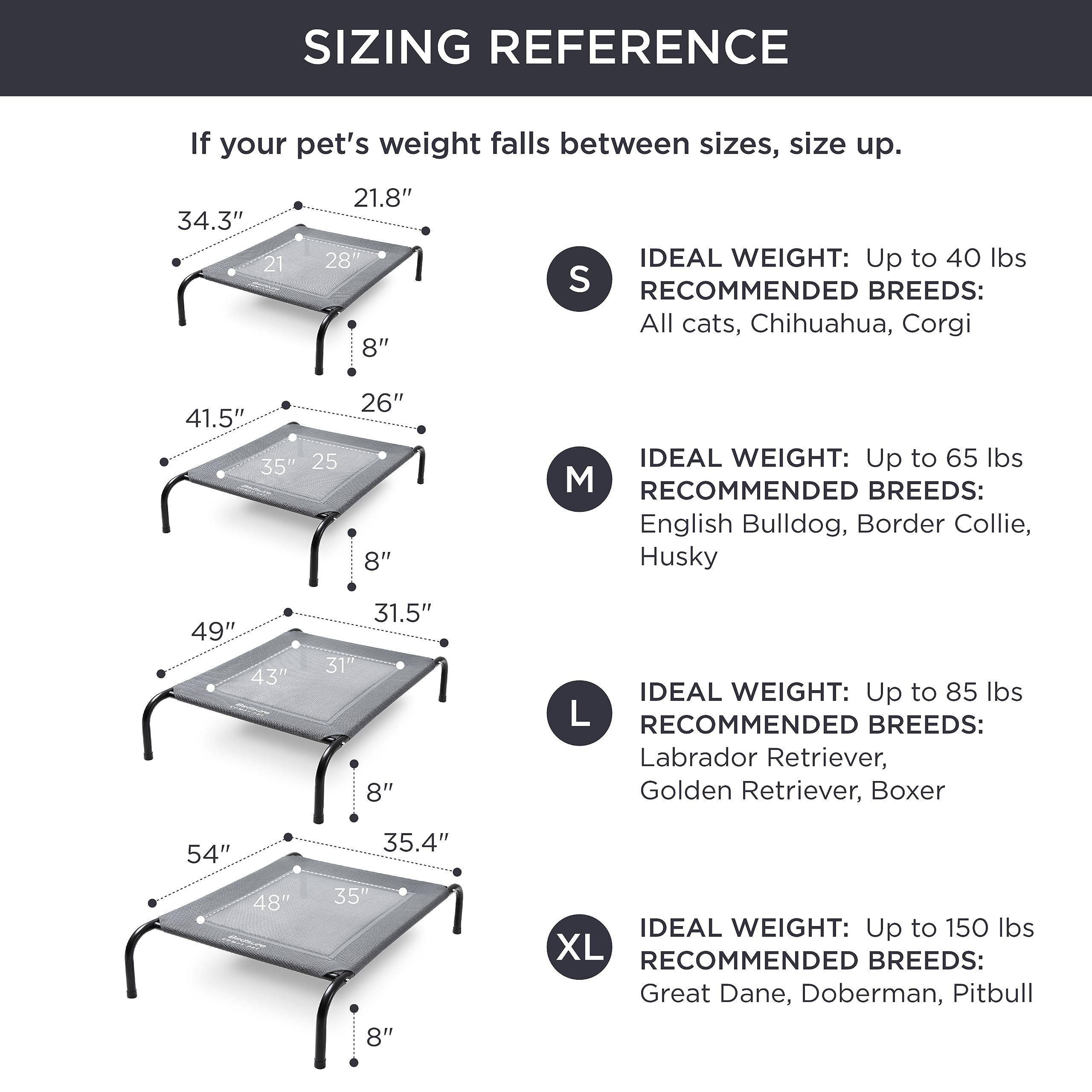 Bedsure Small Elevated Outdoor Dog Bed - Raised Dog Cots Beds For Small Dogs, Portable Indoor & Outdoor Pet Hammock Bed With Skid-Resistant Feet, Frame With Breathable Mesh, Grey, 35 Inches