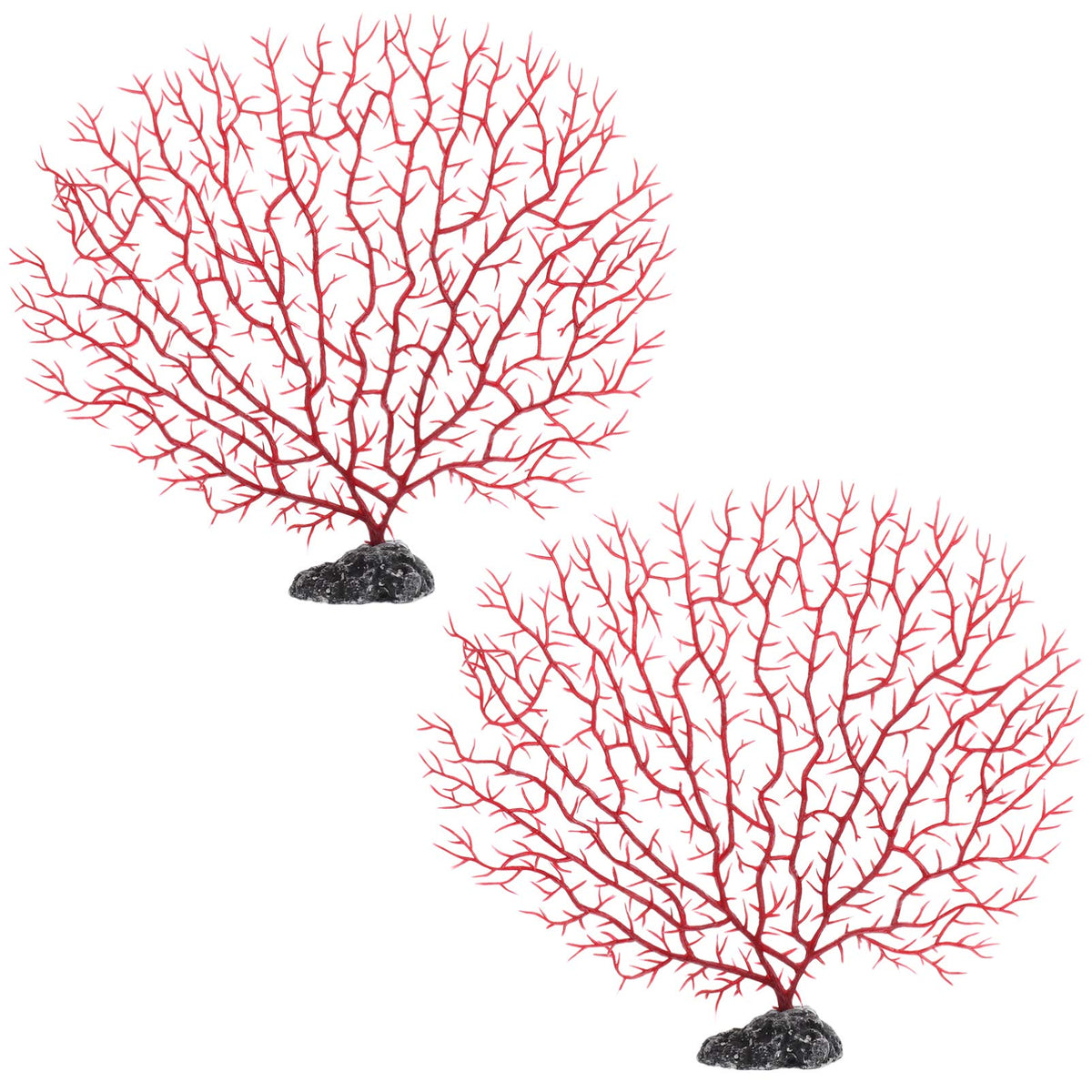 Balacoo 2Pcs Aquarium Sea Coral Ornament Plastic Artificial Red Sea Fan Coral Fish Tank Decoration Underwater Sea Plant Layout L