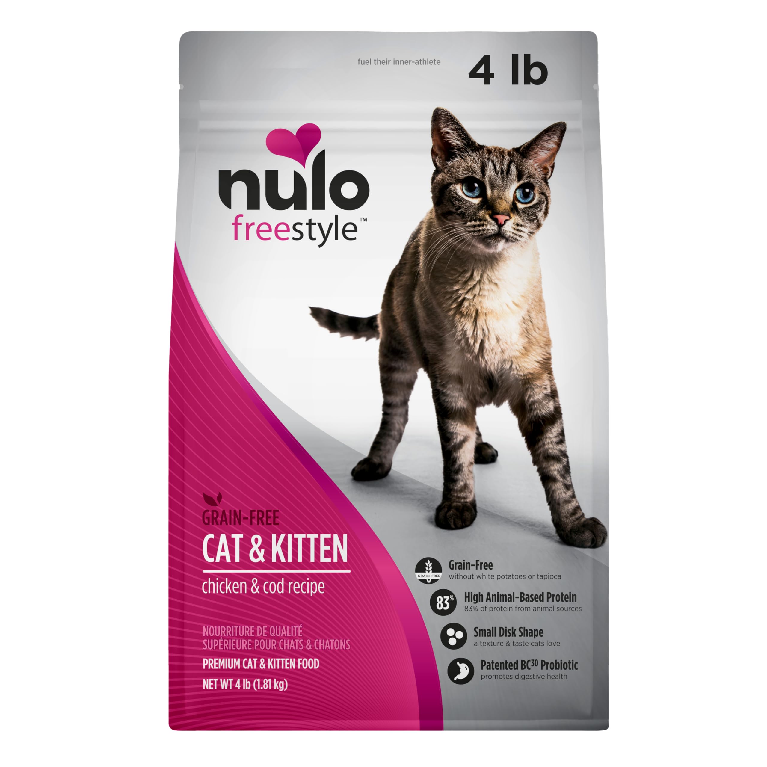 Nulo Freestyle High Protein Cat & Kitten Food, Chicken & Cod Recipe - Natural Grain-Free Dry Cat Food with Omega Fatty Acids & P