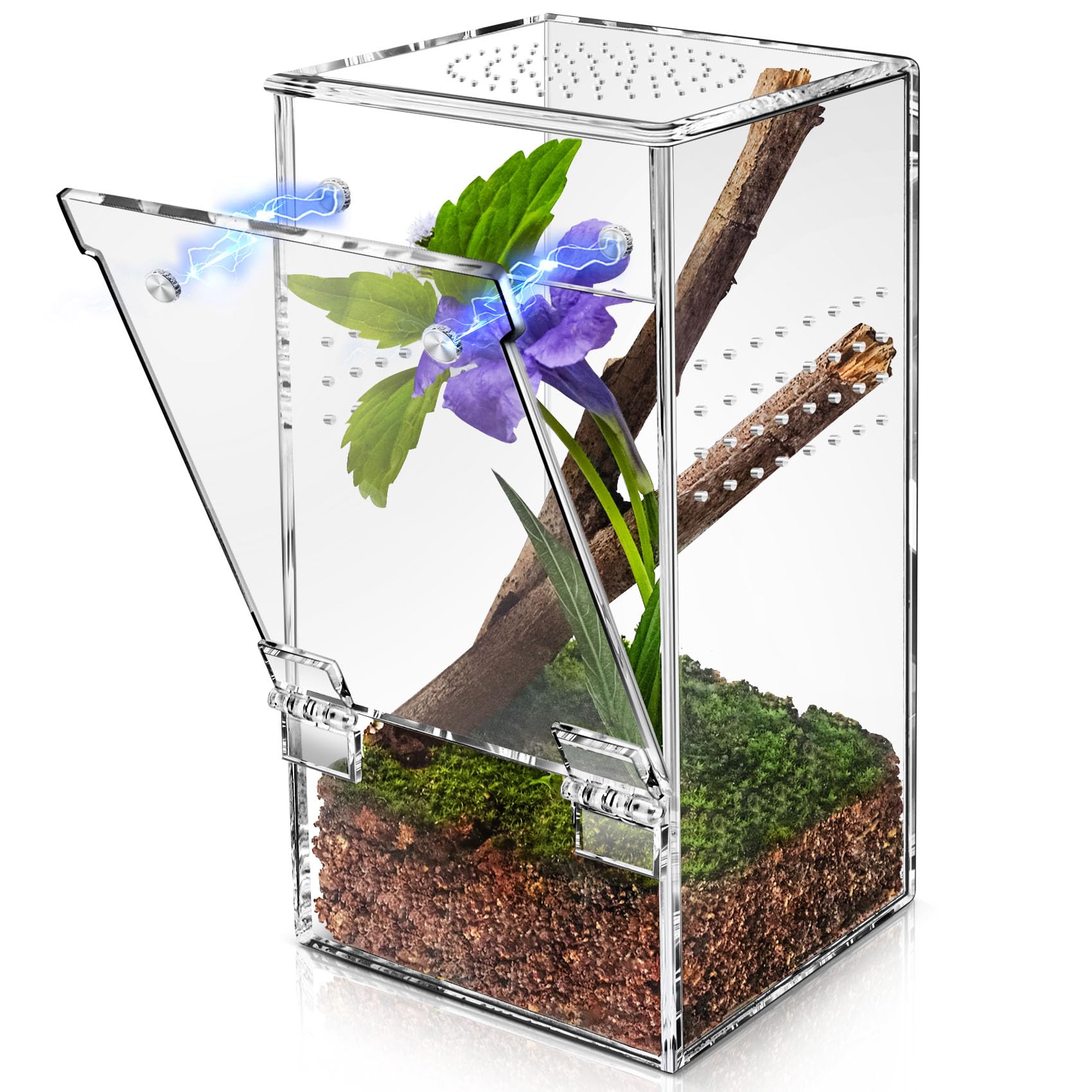 Jumping Spider Enclosure - 3X3X6 Inch Mini Tarantula Enclosure, Small Jumping Spider Accessories Terrarium, Acrylic Full Transpa