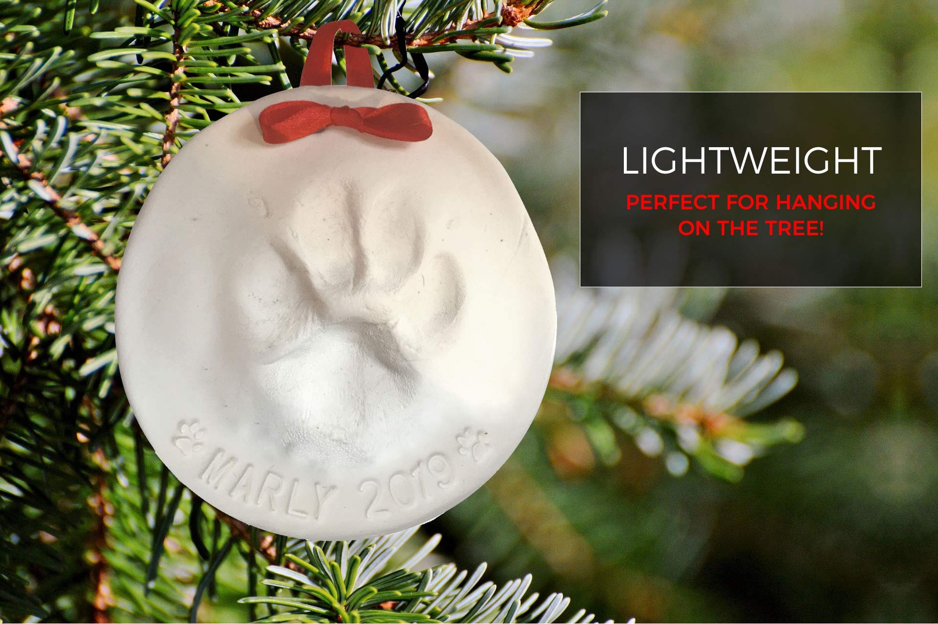 Ultimate Pawprint Keepsake Kit (Makes 2) - Paw Print Christmas Ornament W/ Bonus Personalization Tool & Display Stands! For Dogs