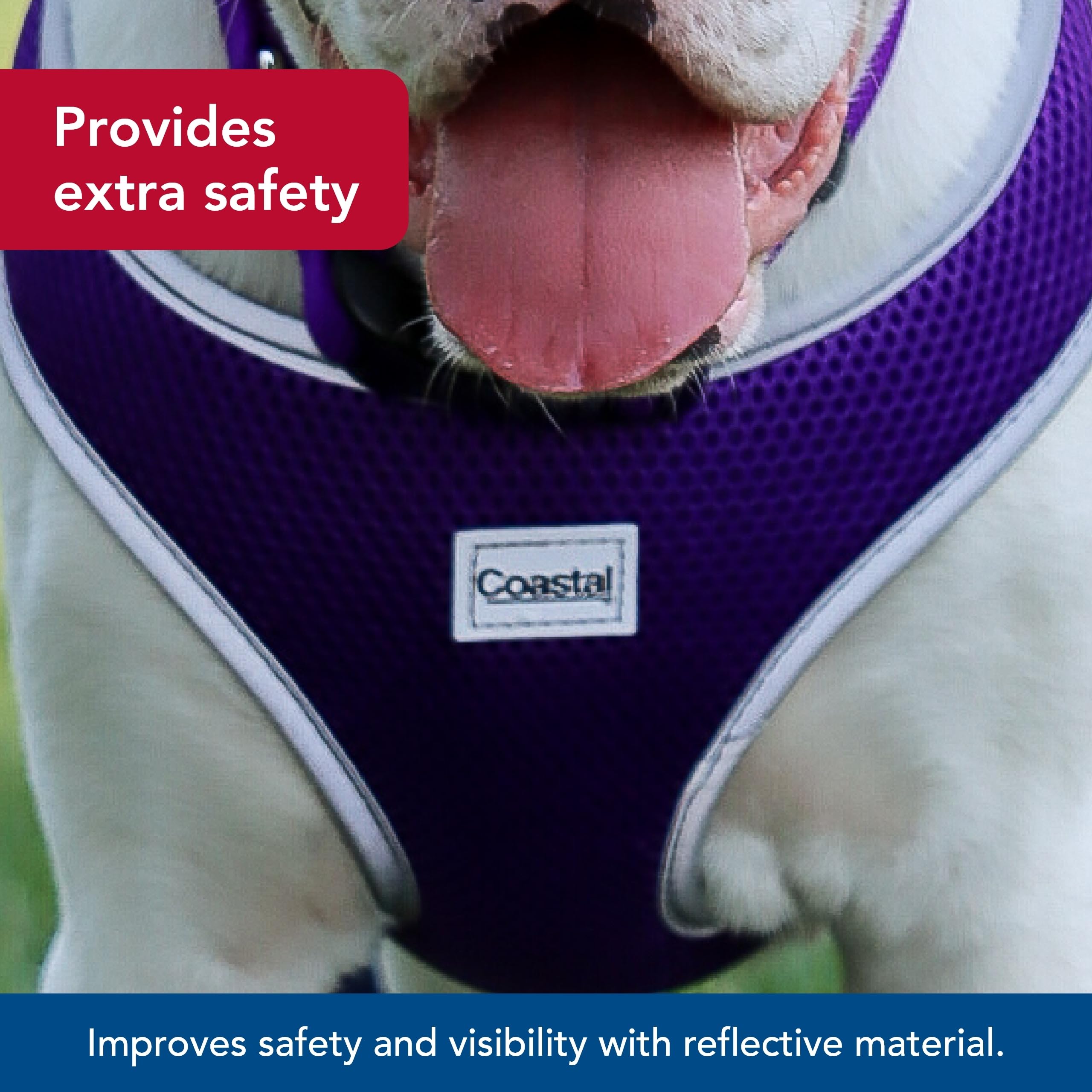 Coastal Pet Comfort Soft Reflective Wrap Adjustable Dog Harness - No-Pull Dog Harness For Small & Large Dogs - Purple - 5/8' X 16'–19'