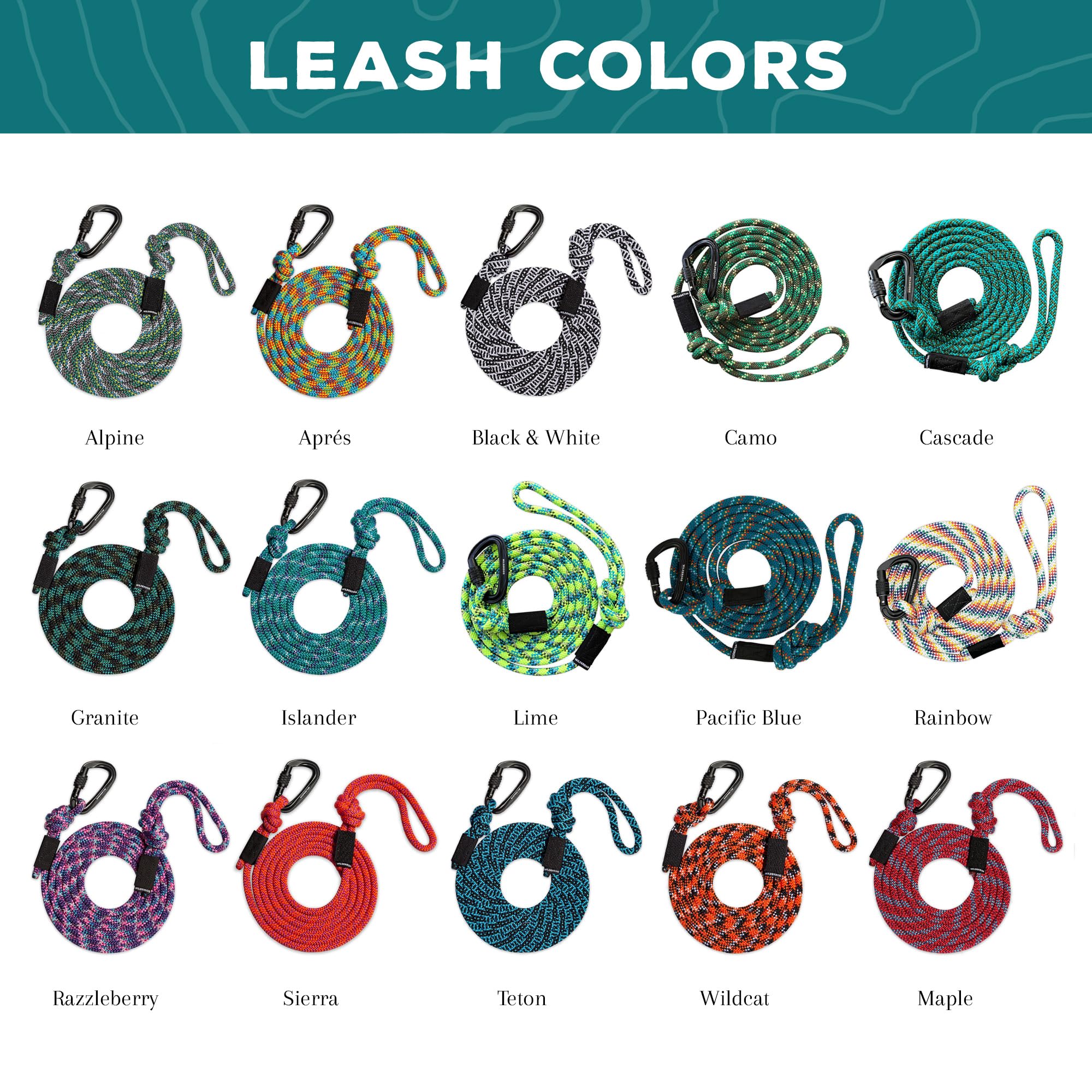Wilderdog Carabiner Climbing Rope Dog Leash For Medium & Large Dogs - 10Ft - Teton
