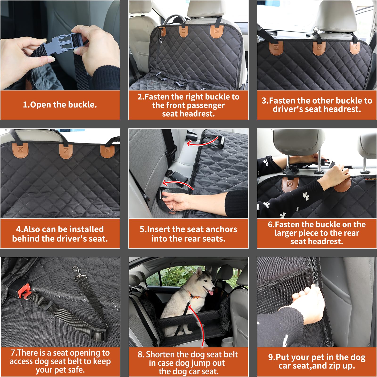 Paw Jamboree Dog Car Seat Cover For Back Seat Hard Bottom Half Dog Car Seat Cover Passenger Friendly Back Seat Extender For Dogs