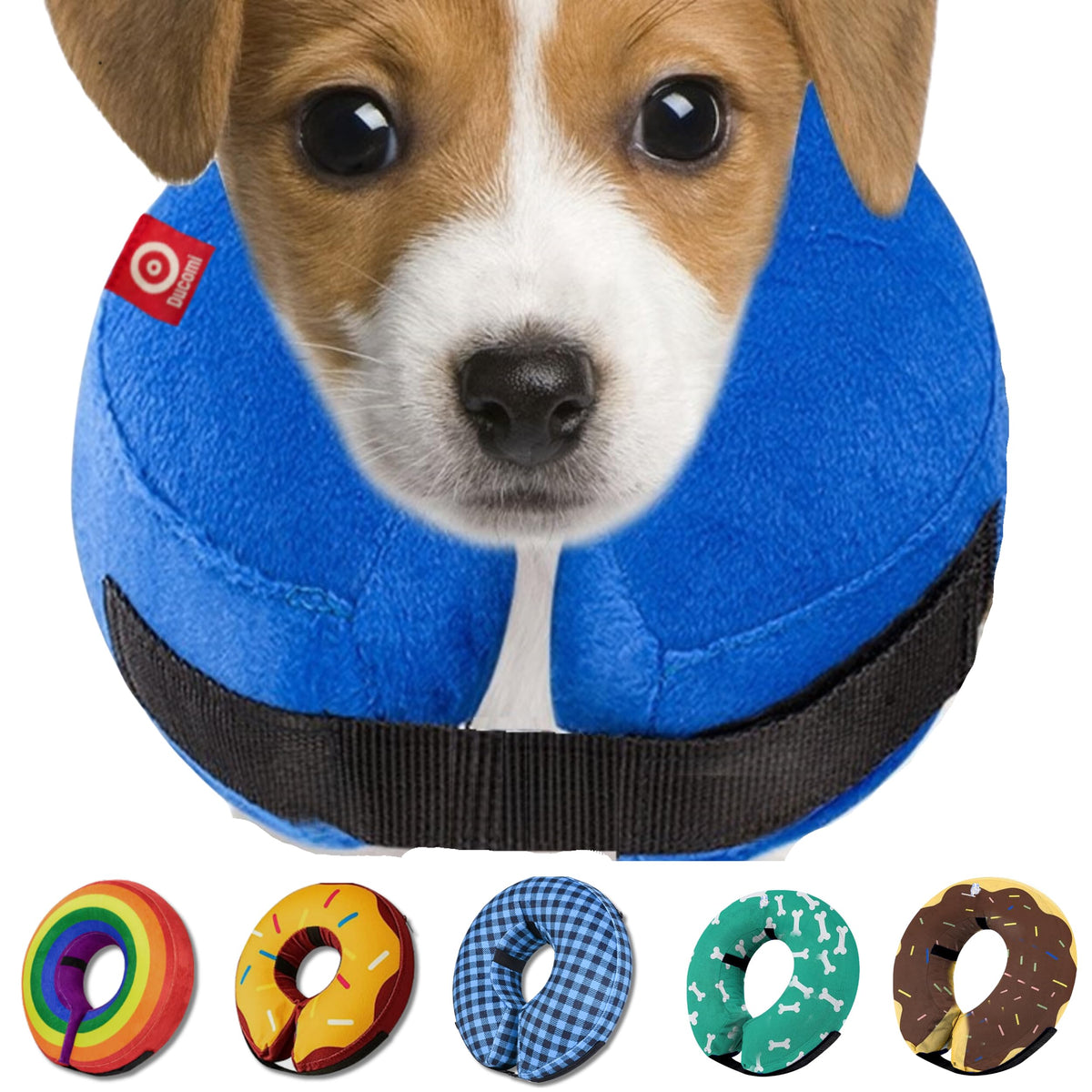 Inflatable Dog Cone Collar – Soft, Comfortable & Adjustable For Small Medium Large Dogs & Cats, Anti-Lick Recovery Donut E-Collar For After Surgery (Blue, Xs)