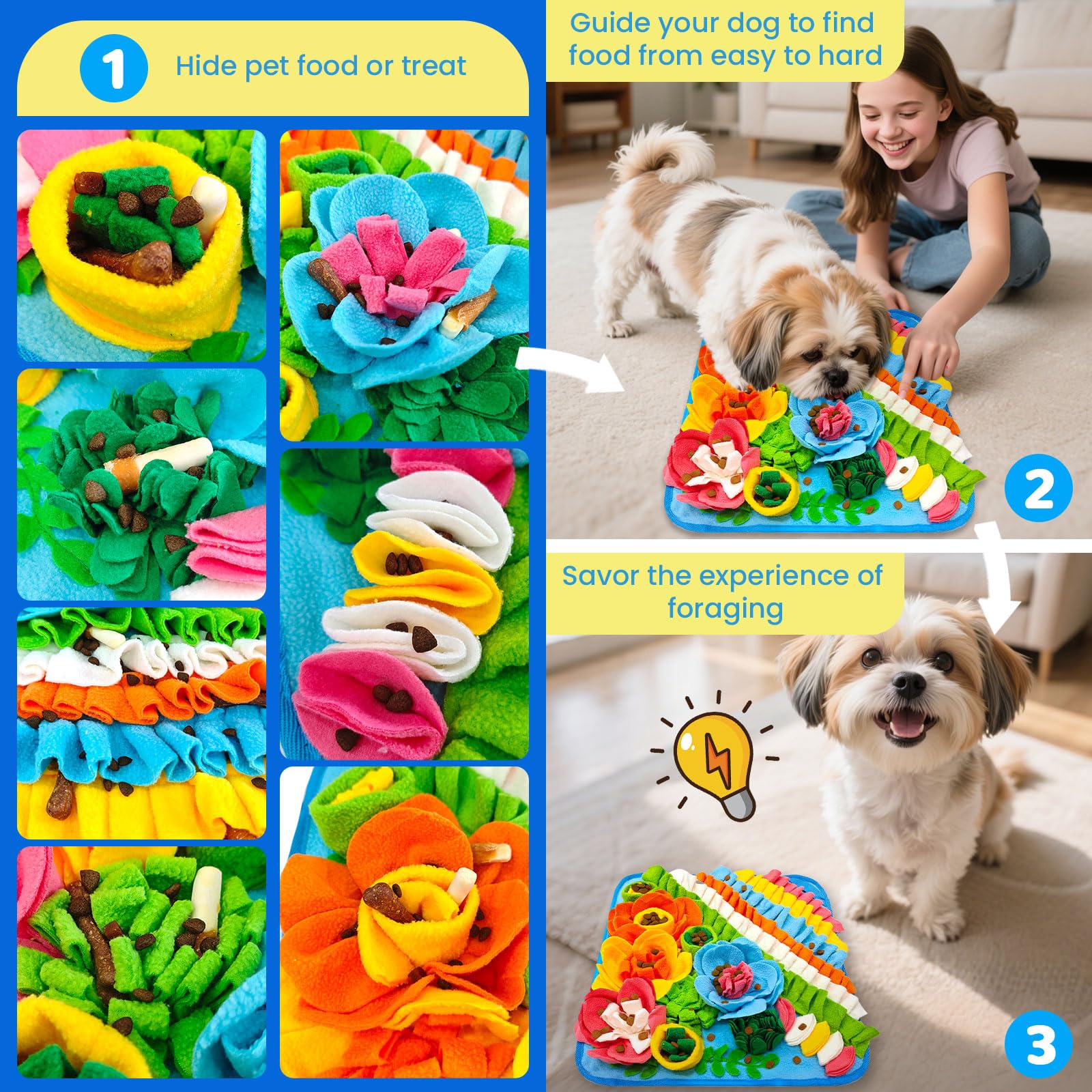 UETZLTB Dog Snuffle Mat and Lick Mat Set, Interactive Dog Enrichment Puzzle Toys for Puppy Small Breed Dogs Cats Rabbits, Cognit