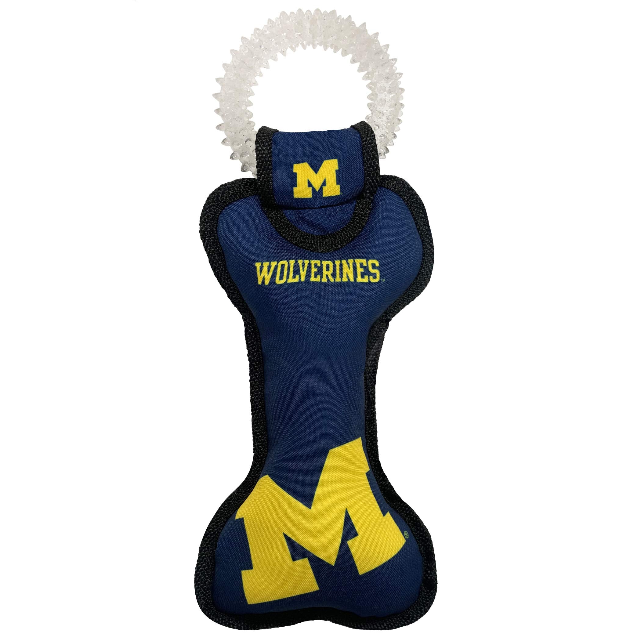 Pets First Ncaa Michigan Wolverines Dental Dog Tug Toy With Squeaker. Tough Pet Toy For Healthy Fun, Teething & Cleaning Pets Te