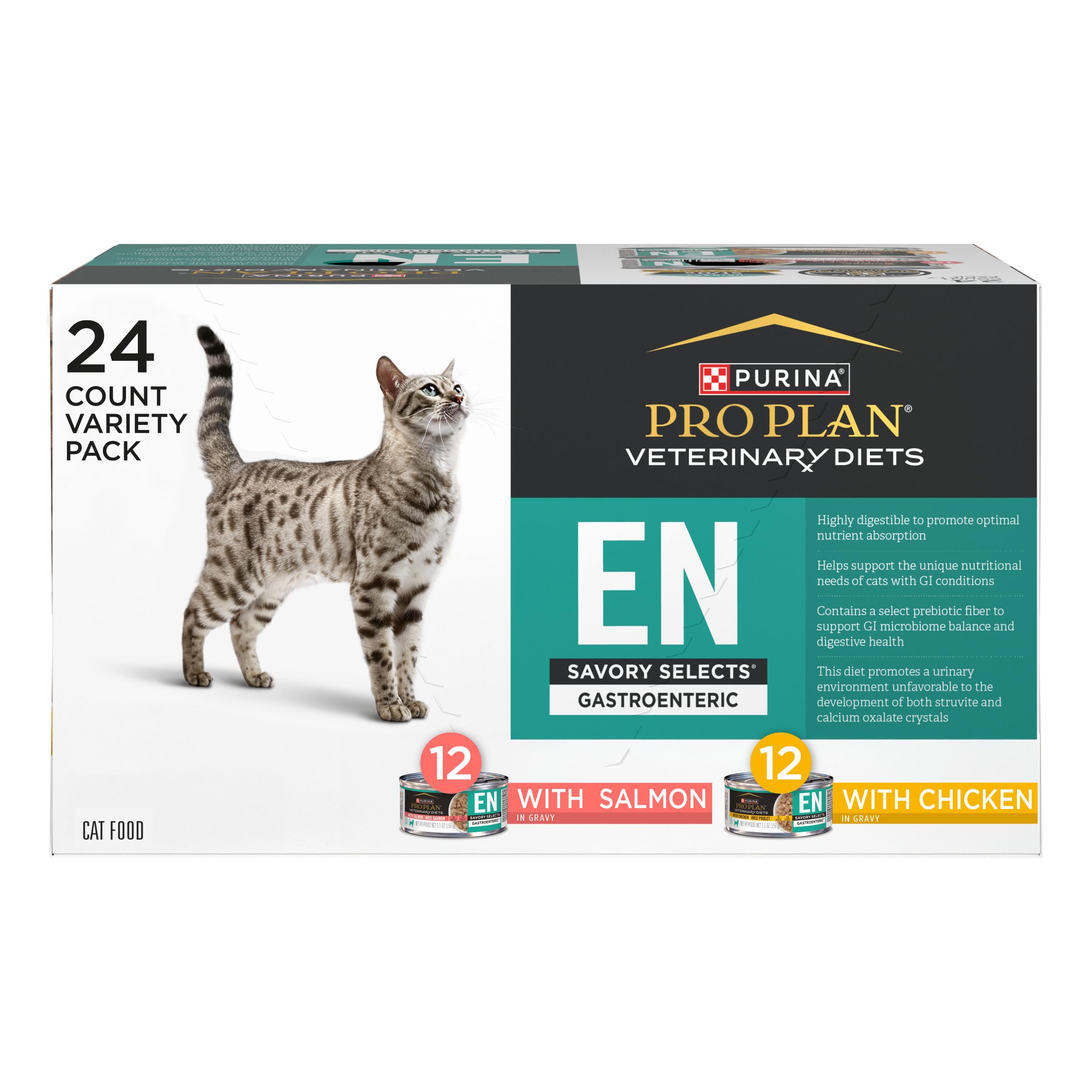 Purina Pro Plan Veterinary Diets EN Gastroenteric Feline Formula Savory Selects in Sauce Variety Pack Wet Cat Food - (Pack of 24