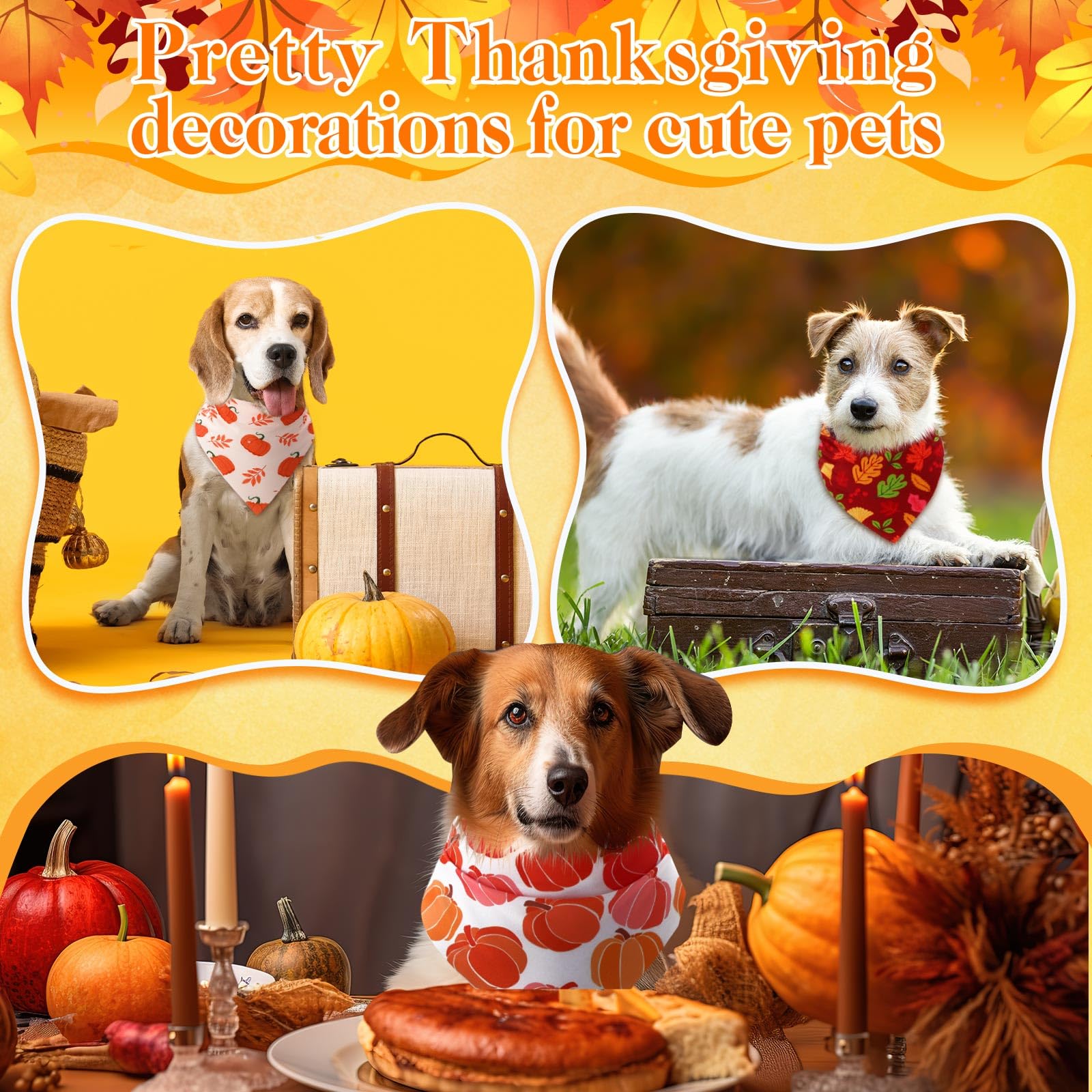 Amylove 120 Pcs Halloween Dog Bandanas Bulk Holiday Triangle Dog Pack Puppy Kerchief Bandana Adjustable Pet Scarf for Pet Cat Co