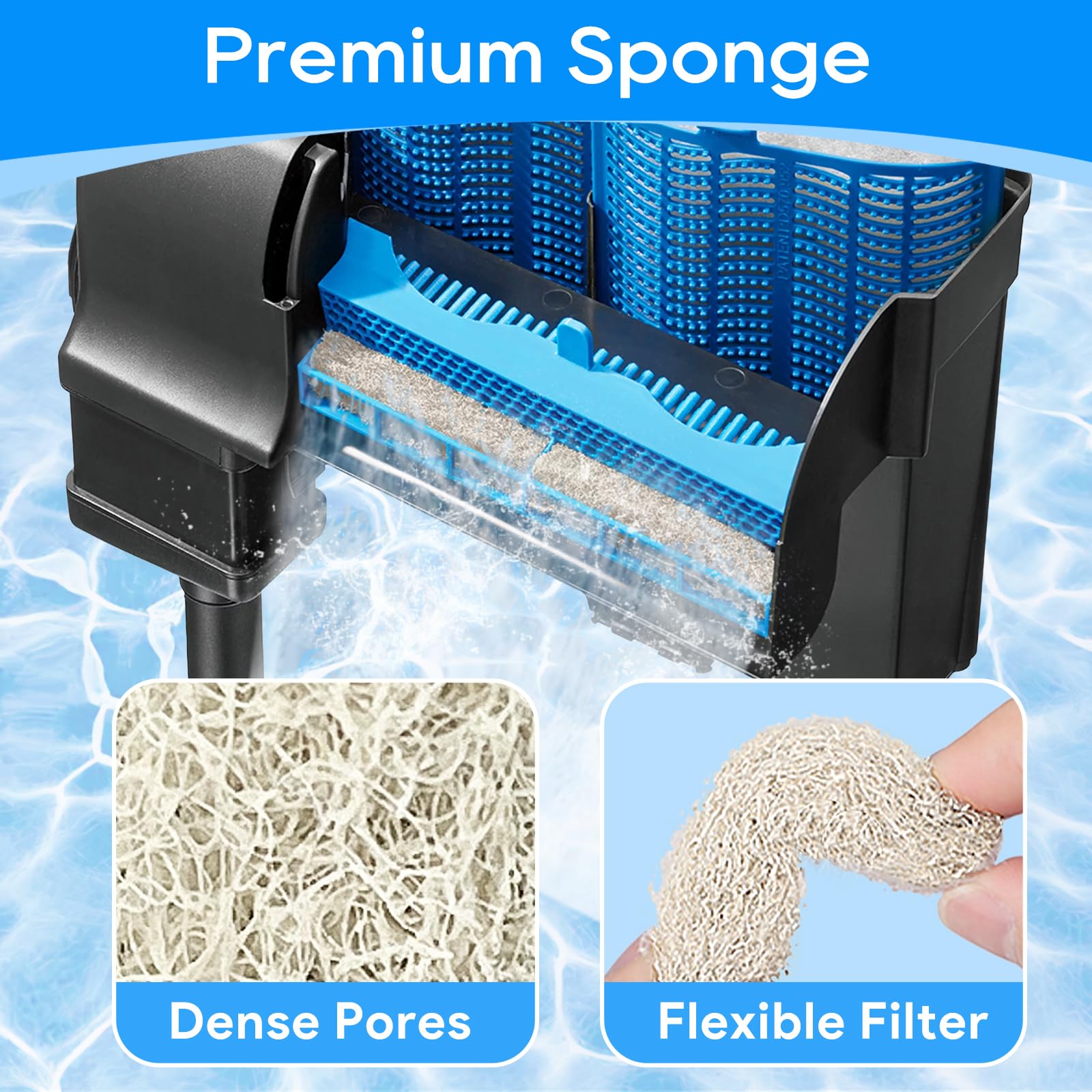 Cunina Ammonia Reducer Filter Pads Compatible With Aqueon Quietflow 20 & 75, Sponge Replacement Filter Cartridges For Aqueon Qui