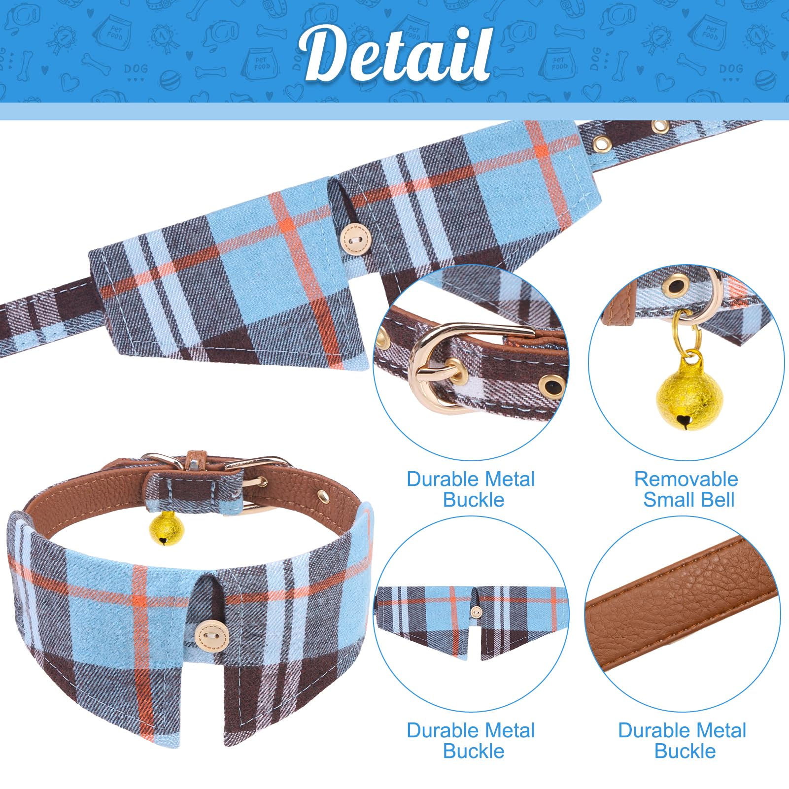 Expawlorer Dog Collar And Leash Set - Classic Plaid Dog Collar With Bow Tie, 360 Swivel No Tangle Dog Leash, Adjustable Dog Coll