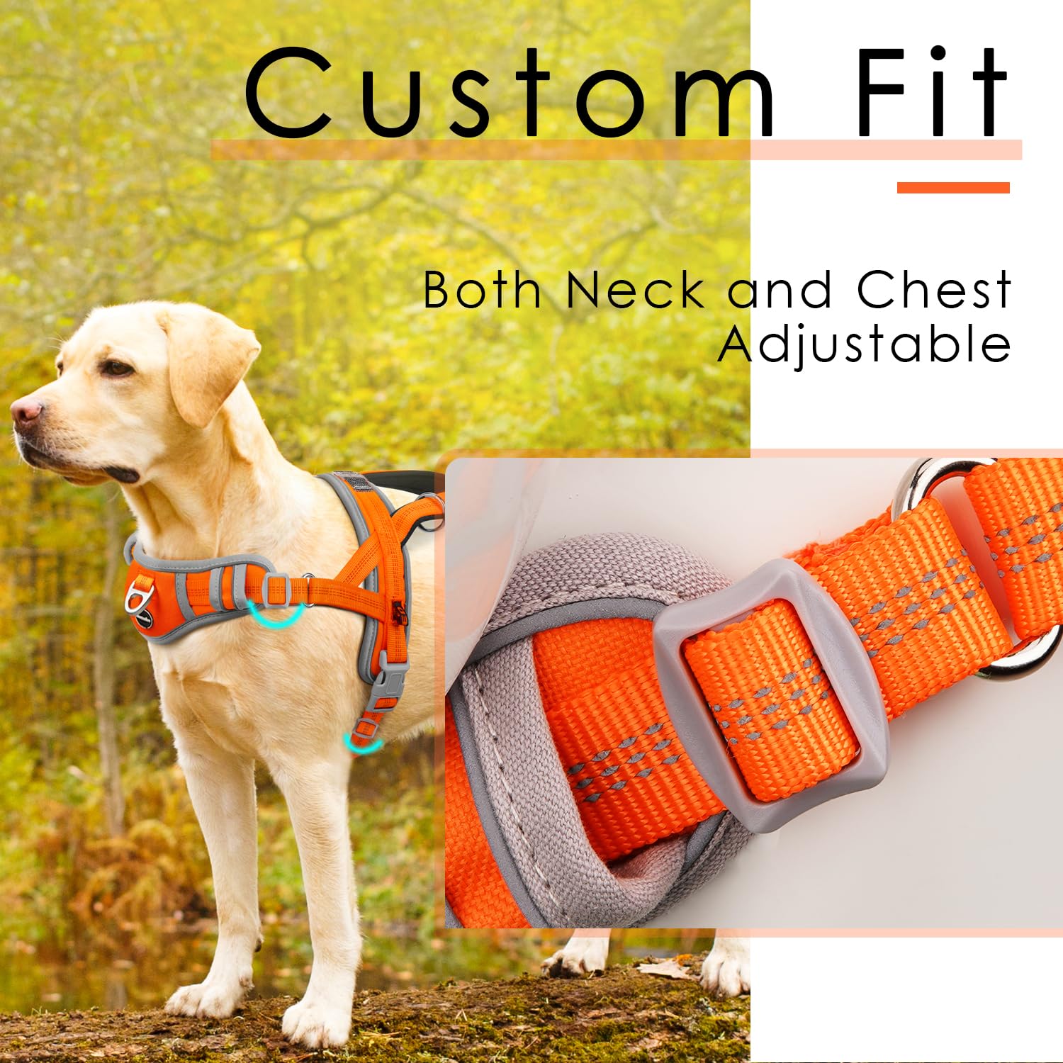 Adventuremore Dog Harness Medium No Pull With Qr Code Dog Tag, Adjustable Reflective Vest, Escape Proof Smart Id Tag With Easy C