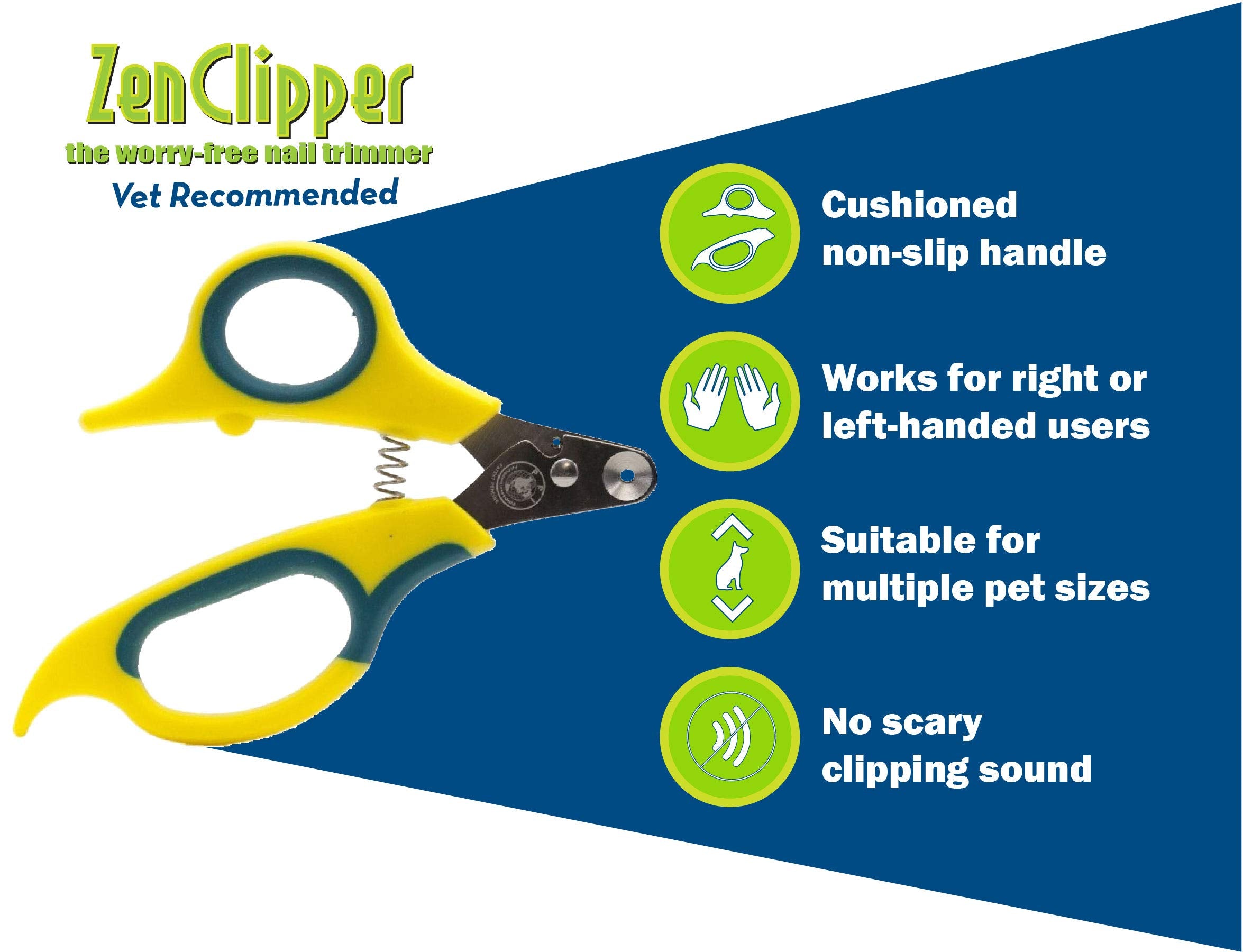 Zen Clipper Pet Nail Clipper For Cats – Cat Nail Trimmer For Safer Pet Grooming Care - Clean, Quiet, And Easy-To-Use Stainless Steel Claw Trimmer - (2.5Mm Hole)