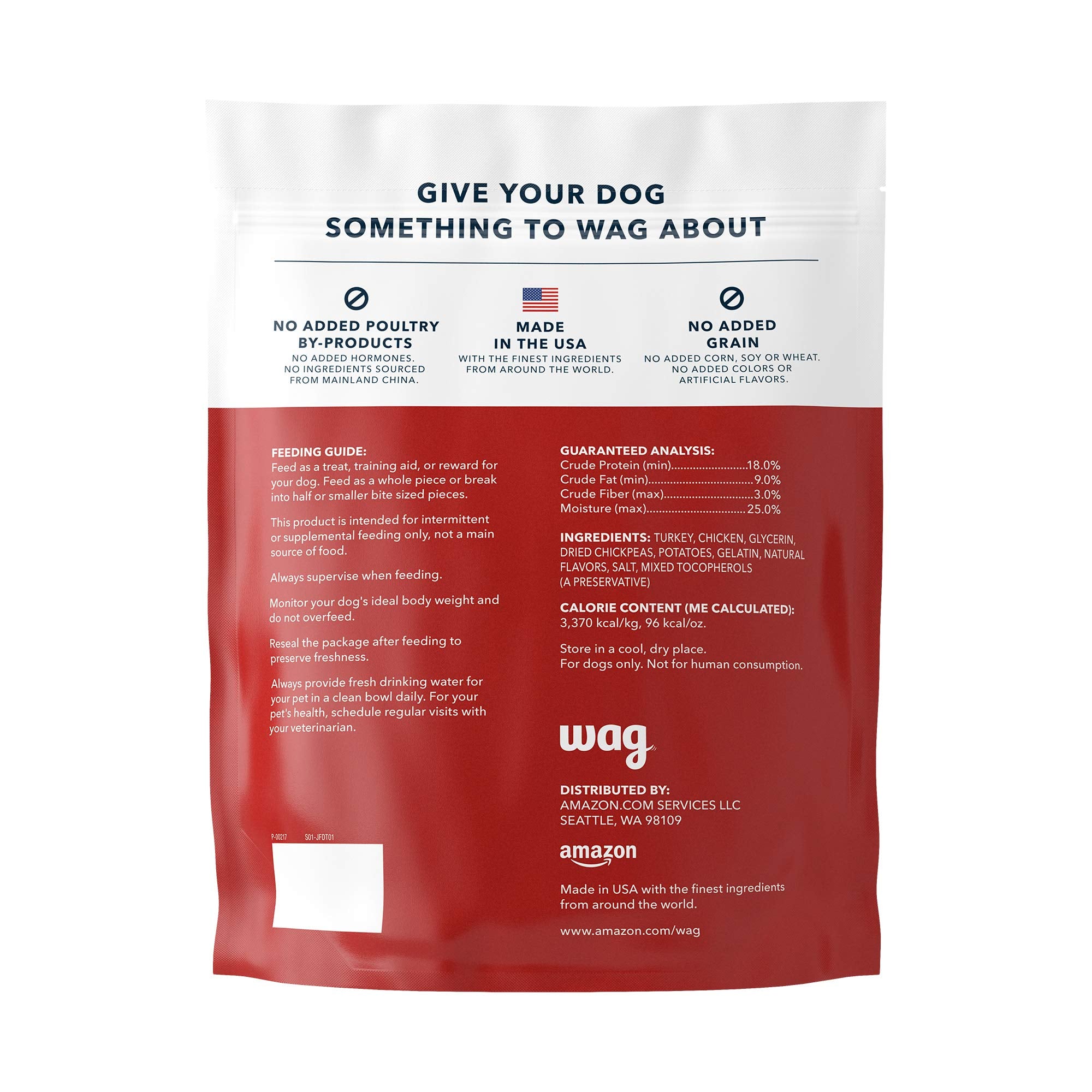 Amazon Brand - Wag Soft & Tender American Jerky Dog Treats - Turkey Recipe (12 oz)