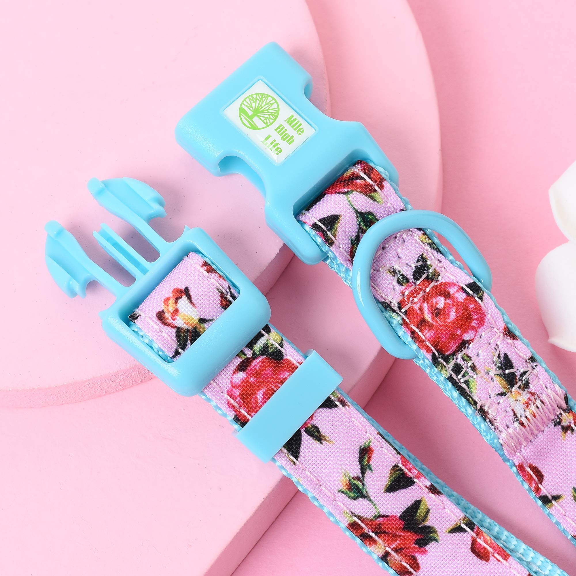 Mile High Life | Girl Dog Collars | Cute Dog Collar Lightweight | Soft Poly Cotton Fabric Collars For Small Dogs | Flower & Frui