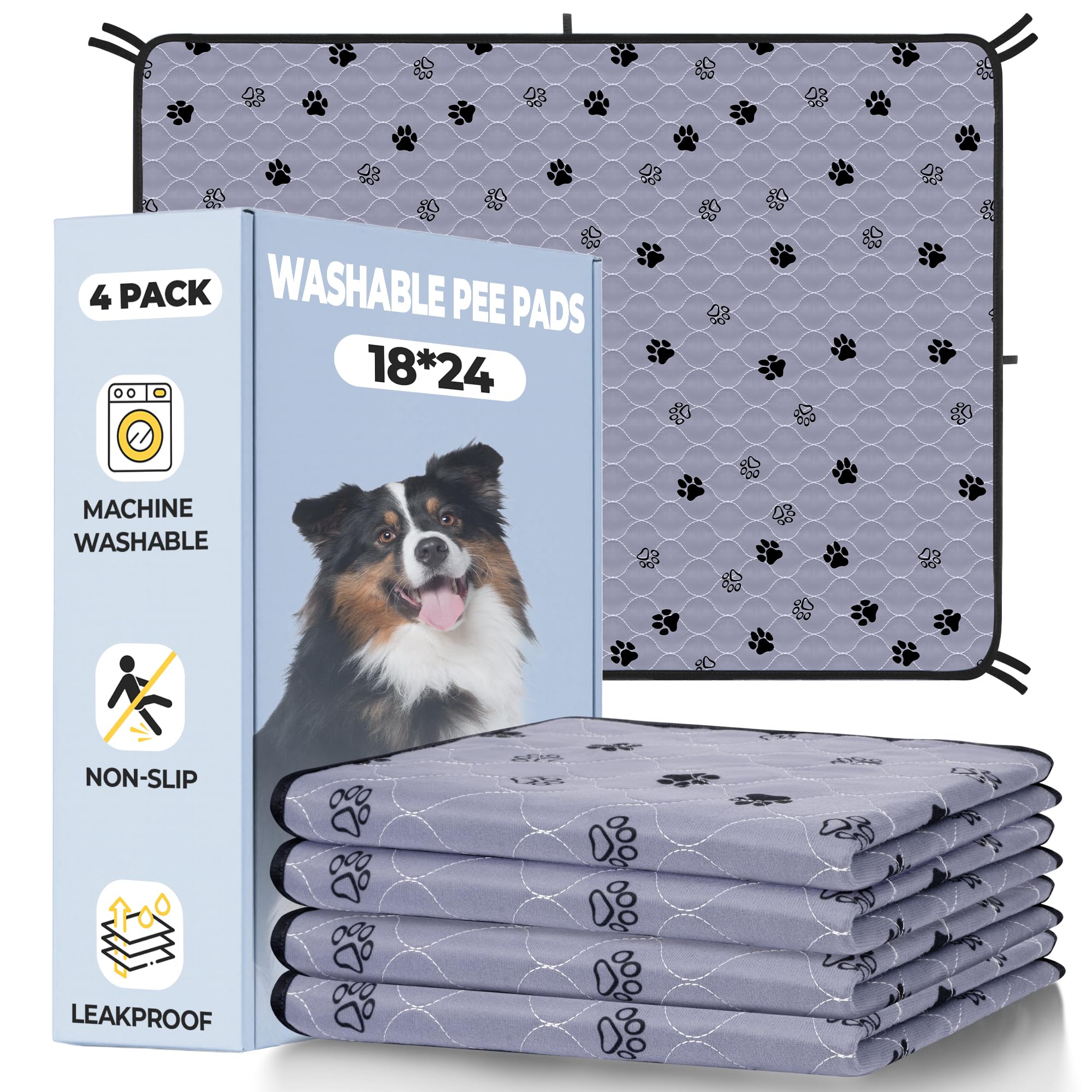 Fostanfly Washable Pee Pads For Dogs, Ultra-Absorbent & Leakproof Reusable Puppy Pads Non-Slip Protects Against Urine Leakage Fo