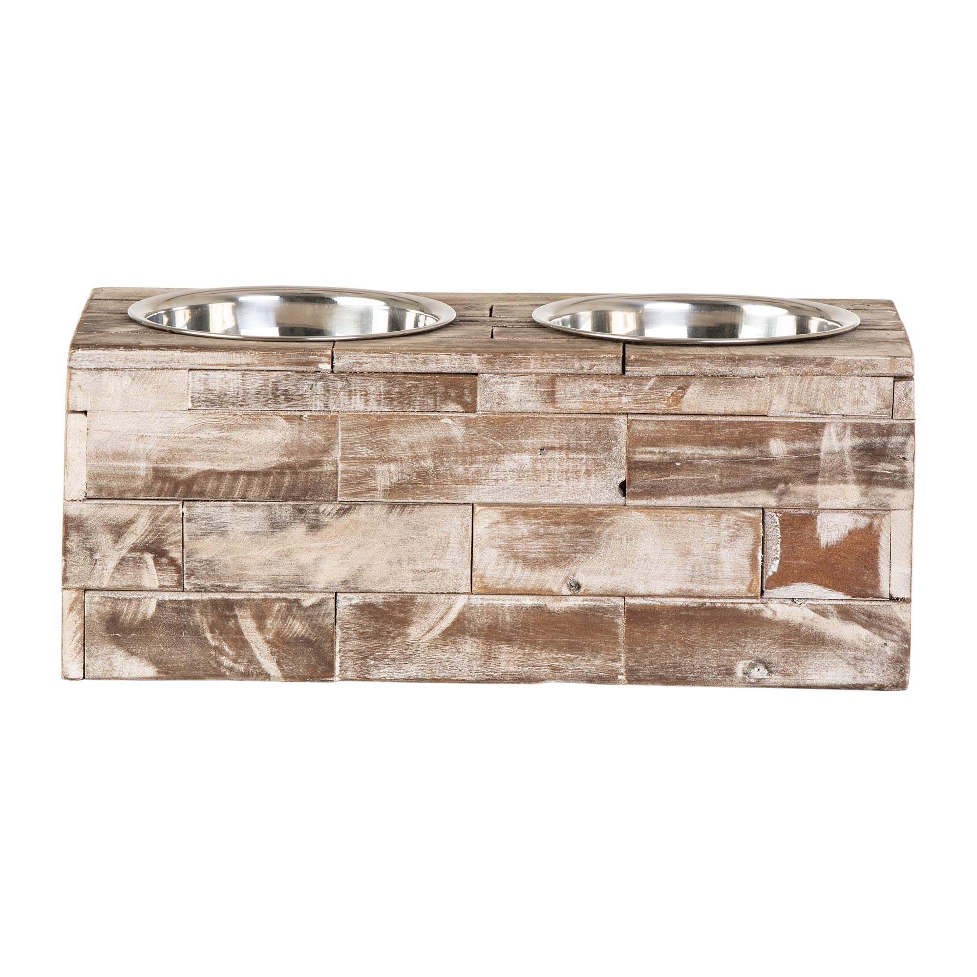 Huntley Equestrian Pet Elevated Dog And Cat Double Bowl Feeder Stainless Steel Bowls (Berjen, Large), Tan, Model:02141